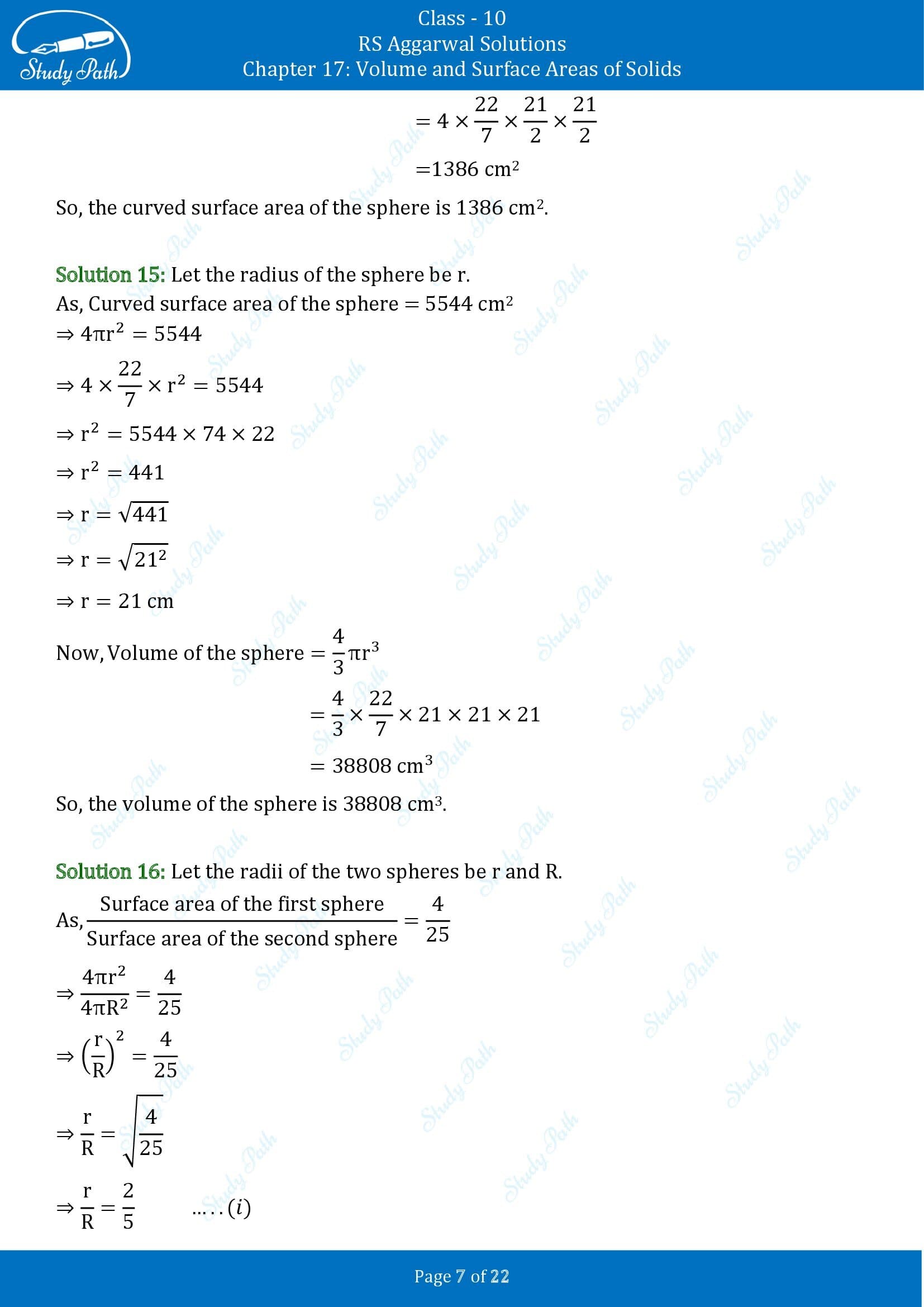 RS Aggarwal Solutions for Class 10 Chapter 17 Volume and Surface Areas of Solids Exercise 17D 00007