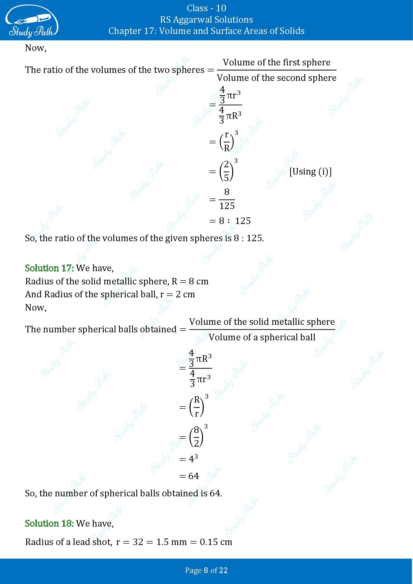 RS Aggarwal Solutions for Class 10 Chapter 17 Volume and Surface Areas of Solids Exercise 17D 00008