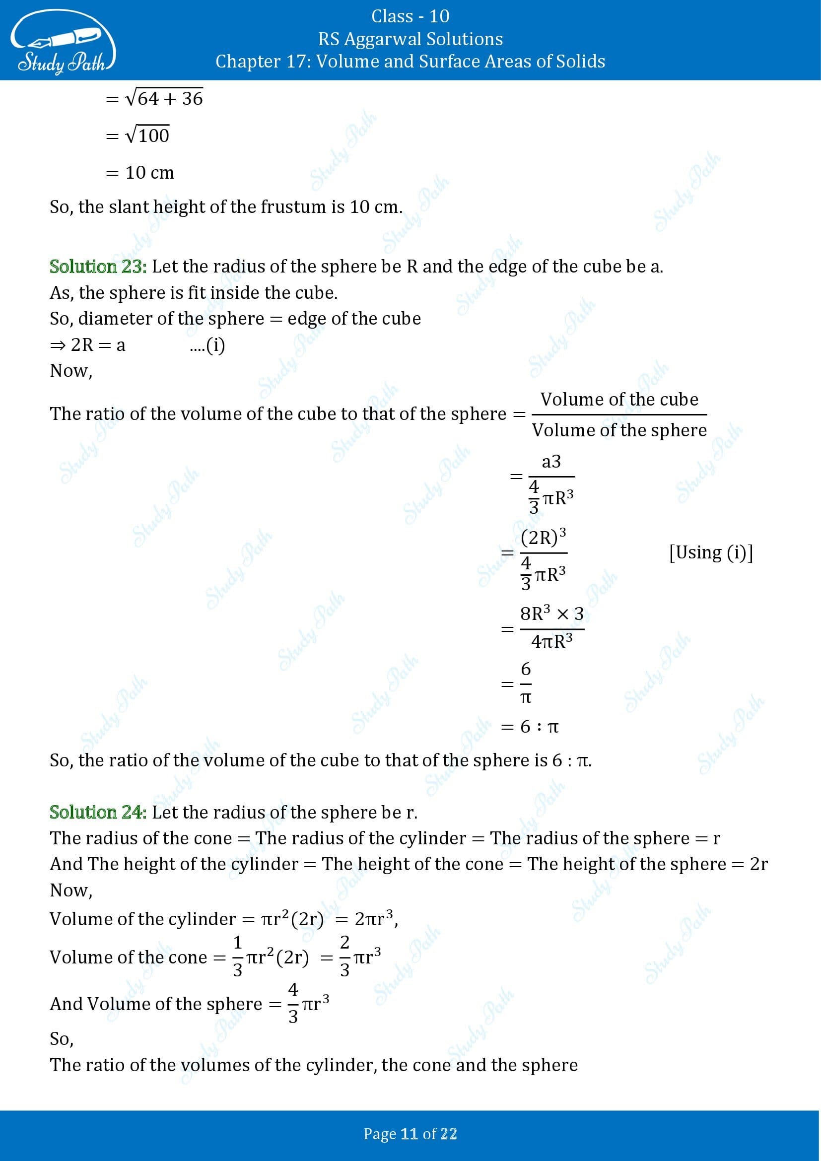 RS Aggarwal Solutions for Class 10 Chapter 17 Volume and Surface Areas of Solids Exercise 17D 00011