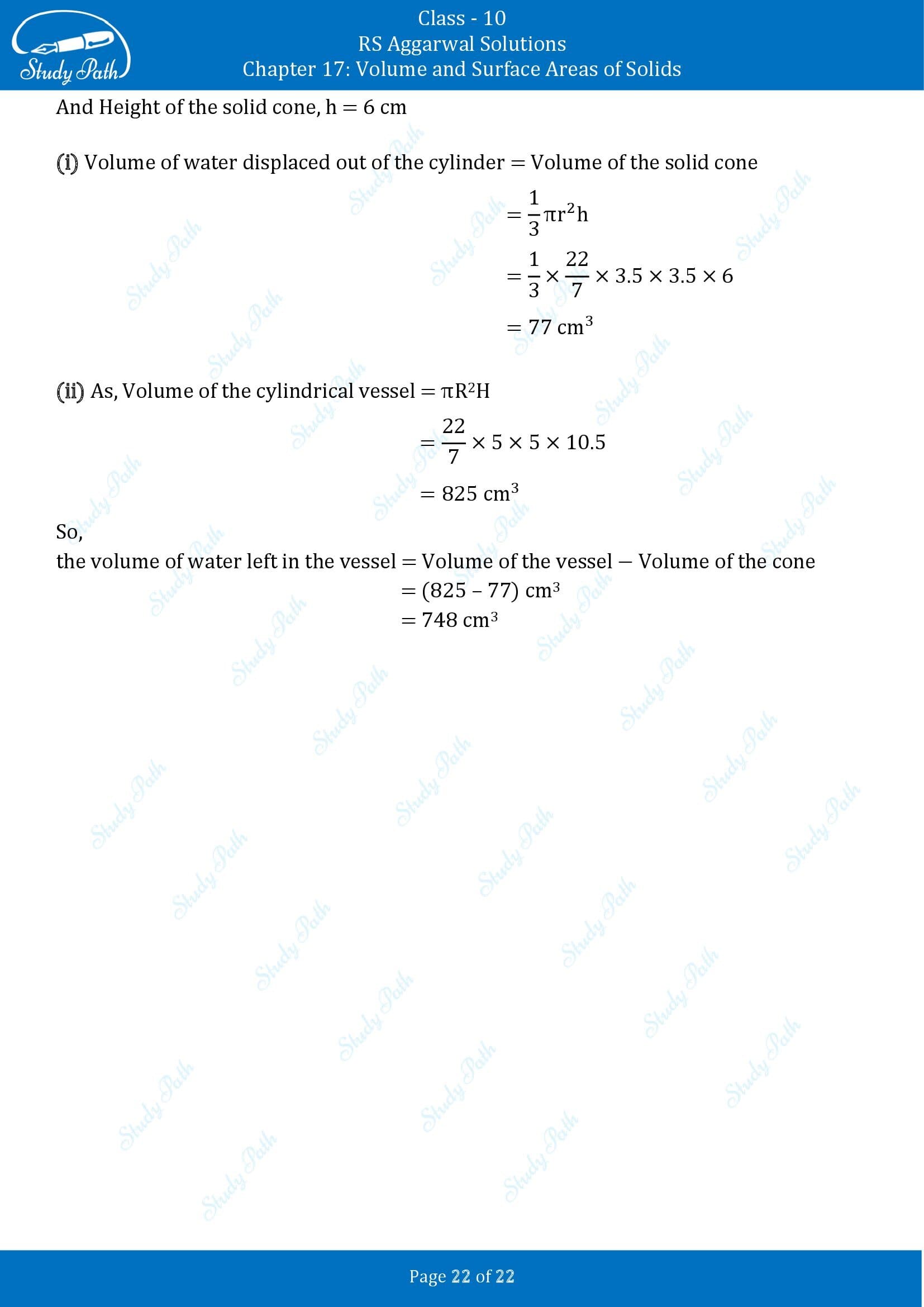 RS Aggarwal Solutions for Class 10 Chapter 17 Volume and Surface Areas of Solids Exercise 17D 00022