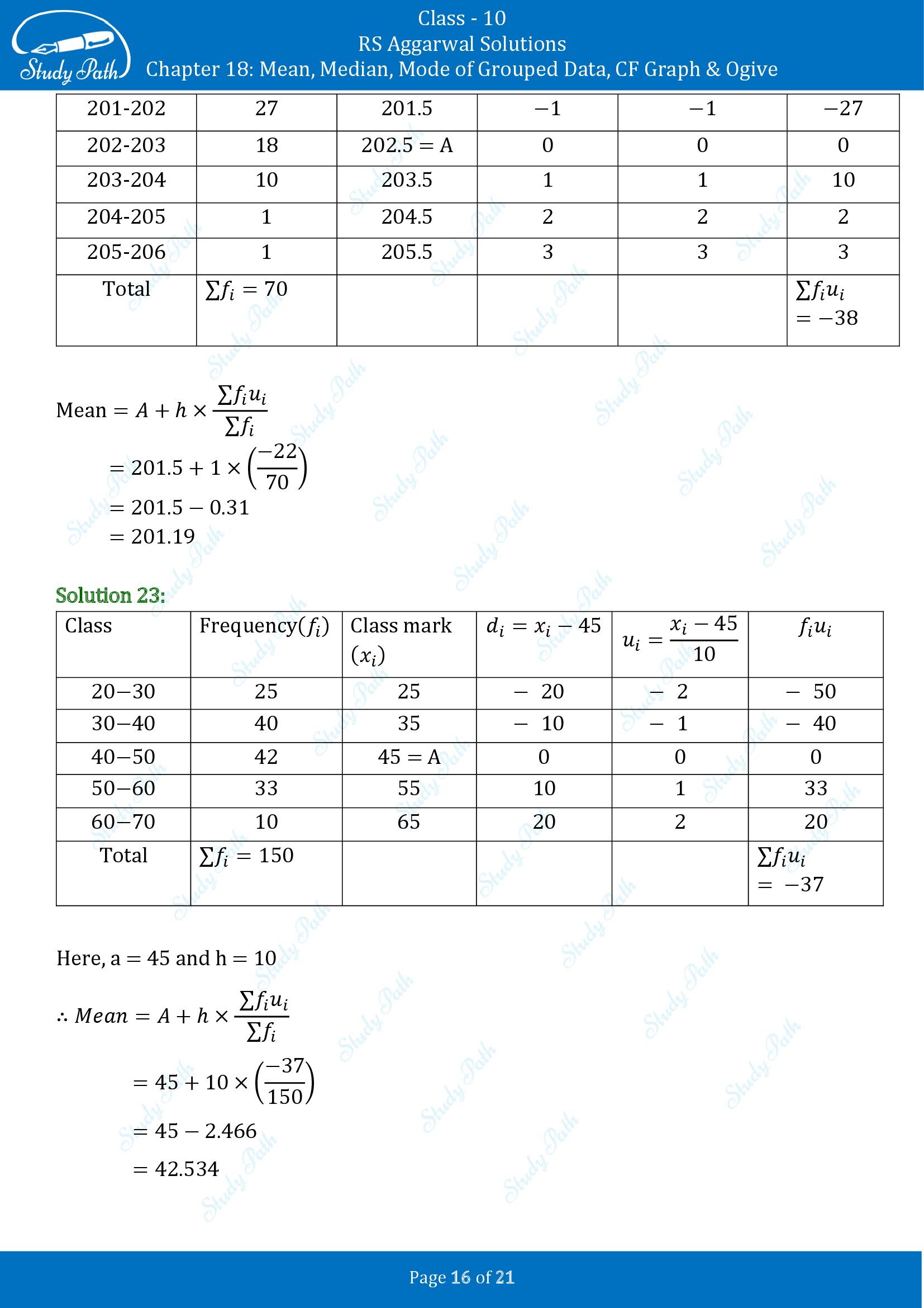RS Aggarwal Solutions for Class 10 Chapter 18 Mean Median Mode CF and Ogive Exercise 18A 00016