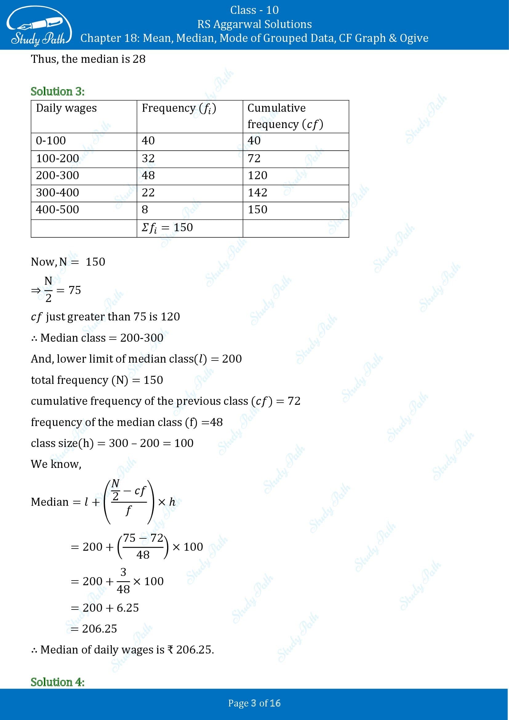 RS Aggarwal Solutions for Class 10 Chapter 18 Mean Median Mode CF and Ogive Exercise 18B 00003