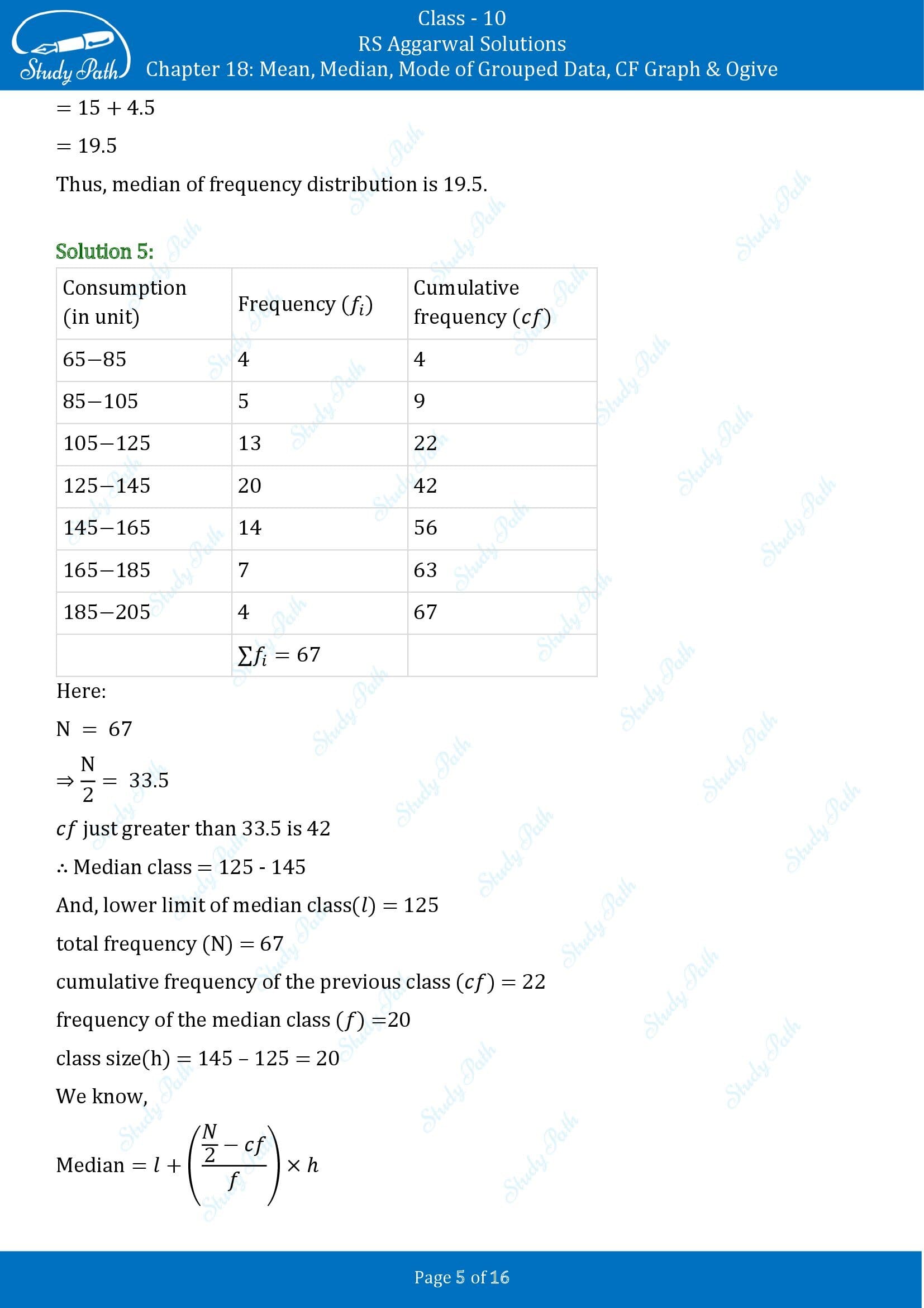 RS Aggarwal Solutions for Class 10 Chapter 18 Mean Median Mode CF and Ogive Exercise 18B 00005