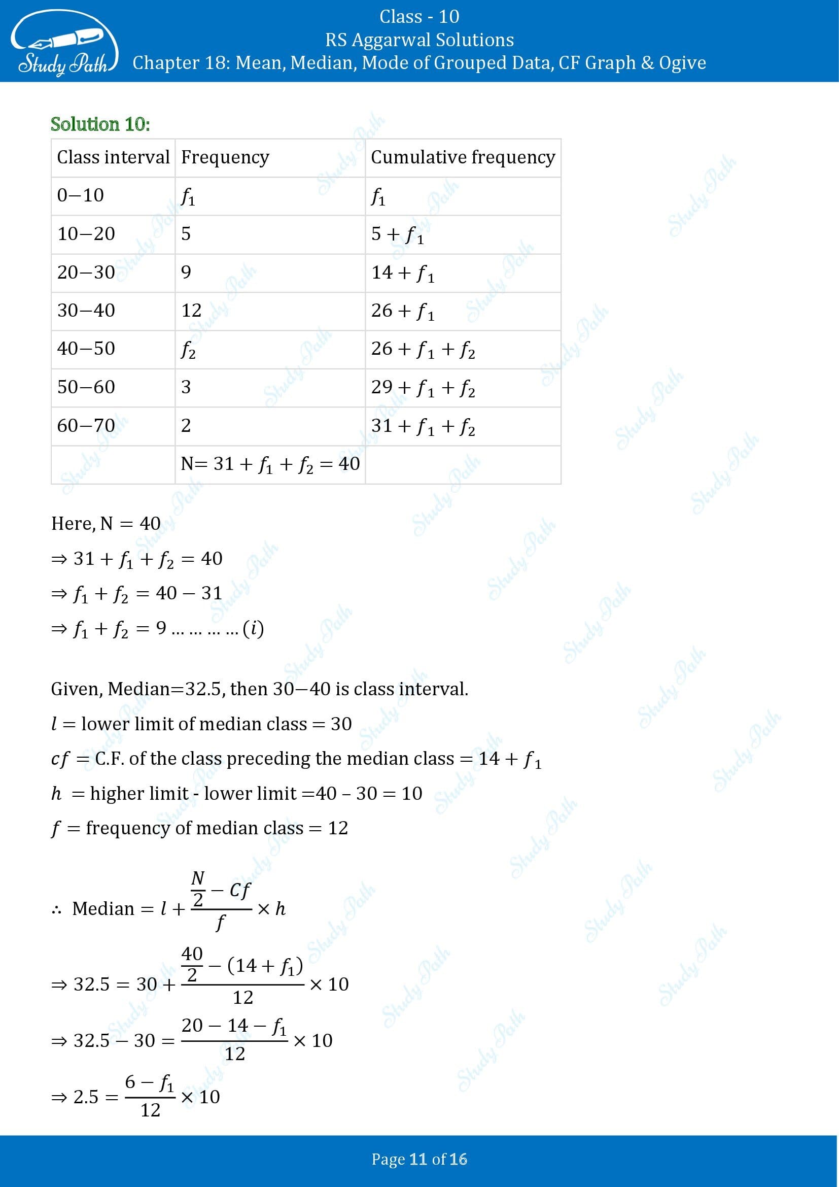 RS Aggarwal Solutions for Class 10 Chapter 18 Mean Median Mode CF and Ogive Exercise 18B 00011