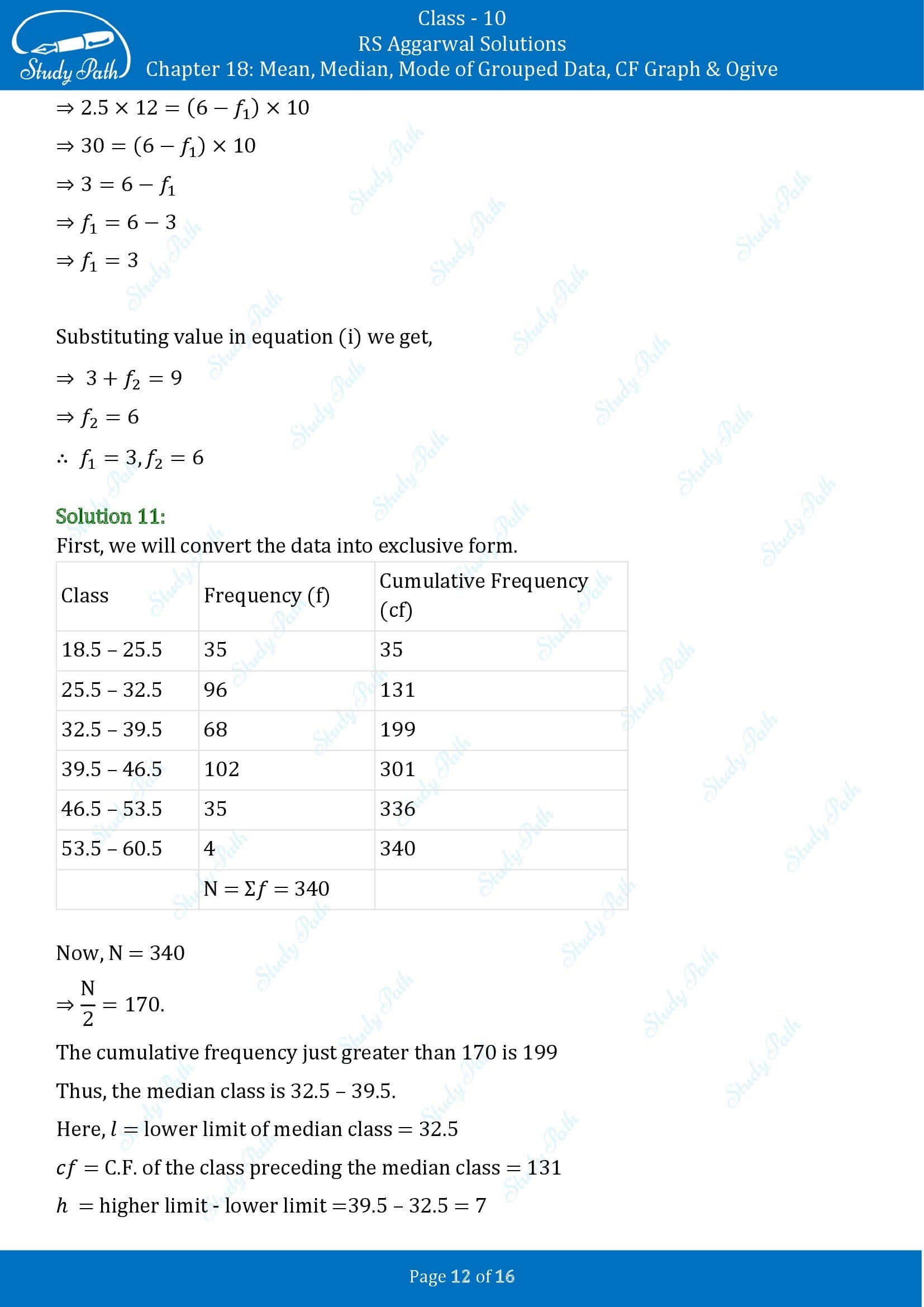 RS Aggarwal Solutions for Class 10 Chapter 18 Mean Median Mode CF and Ogive Exercise 18B 00012