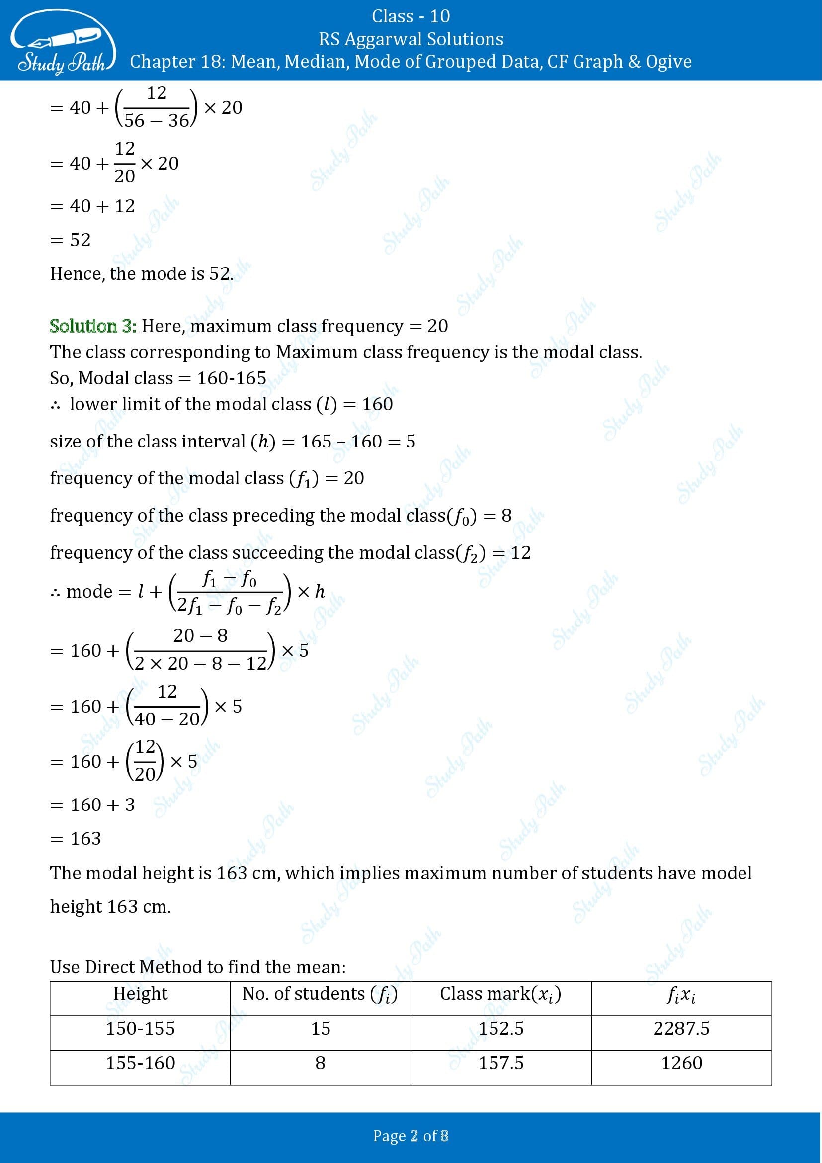 RS Aggarwal Solutions for Class 10 Chapter 18 Mean Median Mode CF and Ogive Exercise 18C 00002