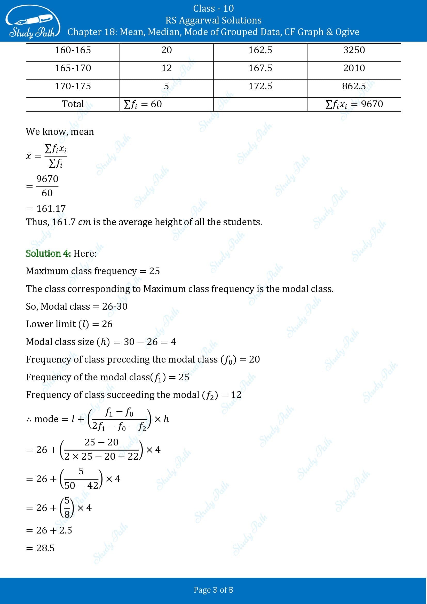 RS Aggarwal Solutions for Class 10 Chapter 18 Mean Median Mode CF and Ogive Exercise 18C 00003