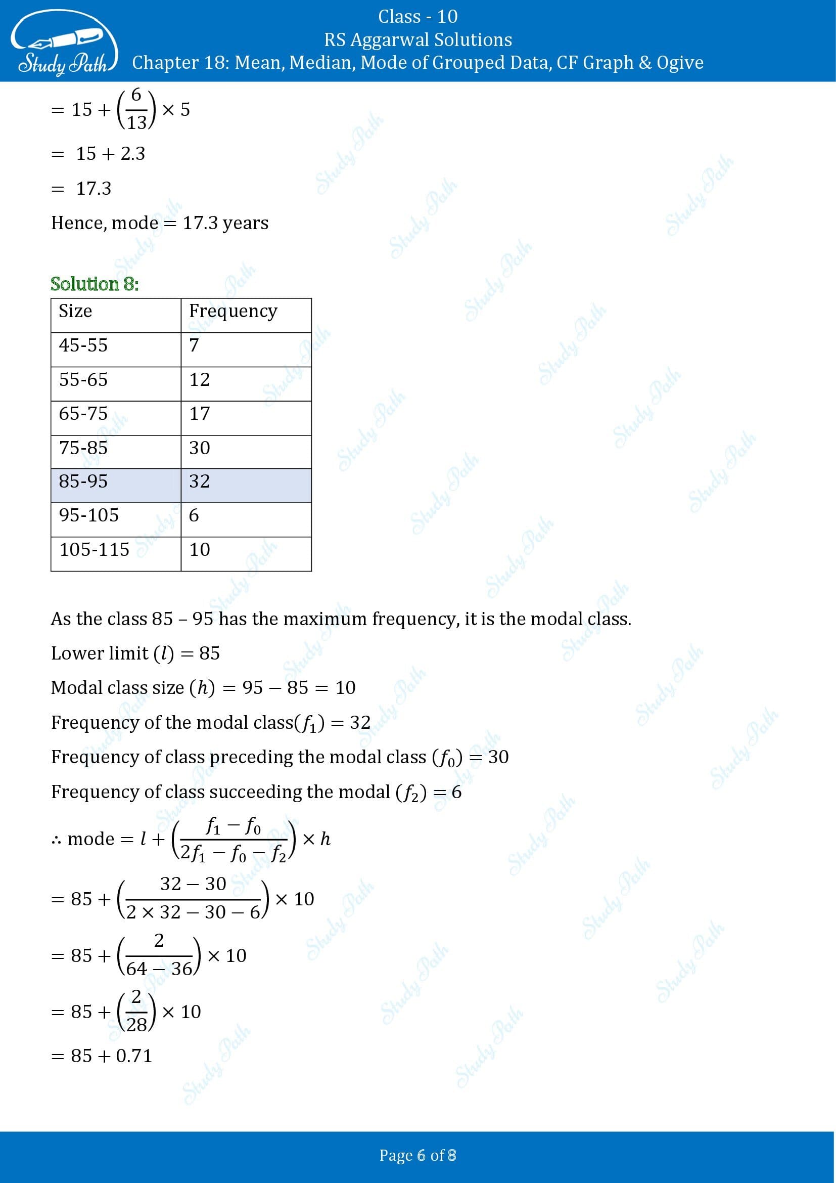 RS Aggarwal Solutions for Class 10 Chapter 18 Mean Median Mode CF and Ogive Exercise 18C 00006