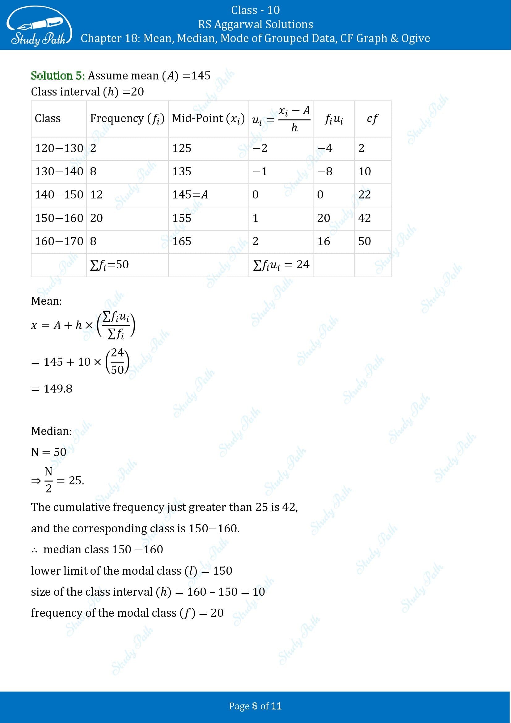 RS Aggarwal Solutions for Class 10 Chapter 18 Mean Median Mode CF and Ogive Exercise 18D 00008