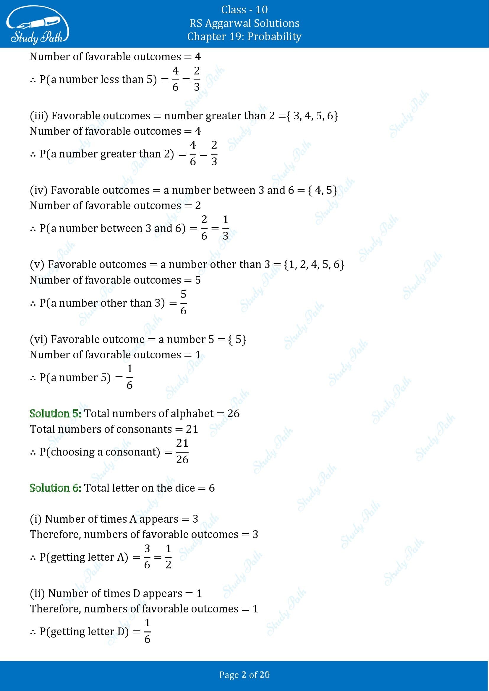 RS Aggarwal Solutions for Class 10 Chapter 19 Probability Exercise 19 00002