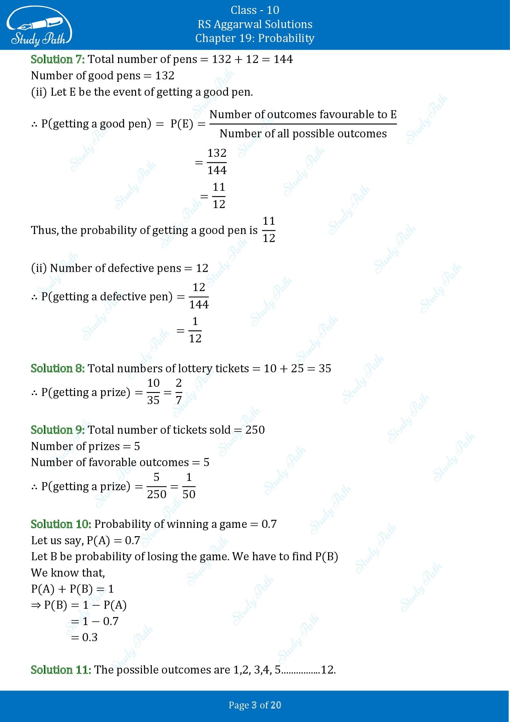 RS Aggarwal Solutions for Class 10 Chapter 19 Probability Exercise 19 00003