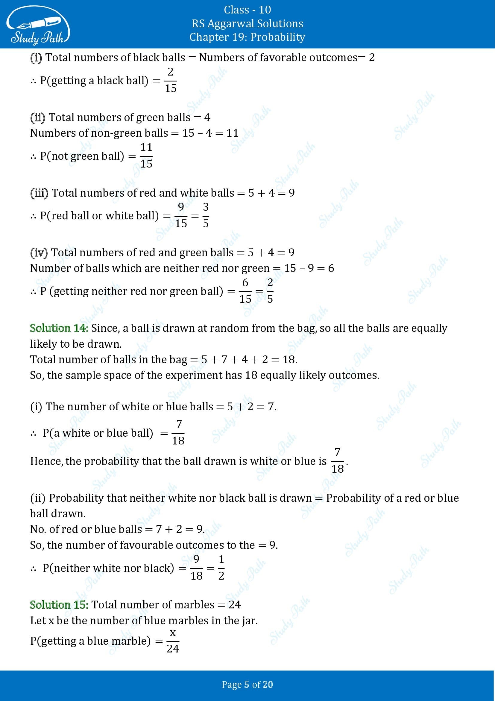 RS Aggarwal Solutions for Class 10 Chapter 19 Probability Exercise 19 00005