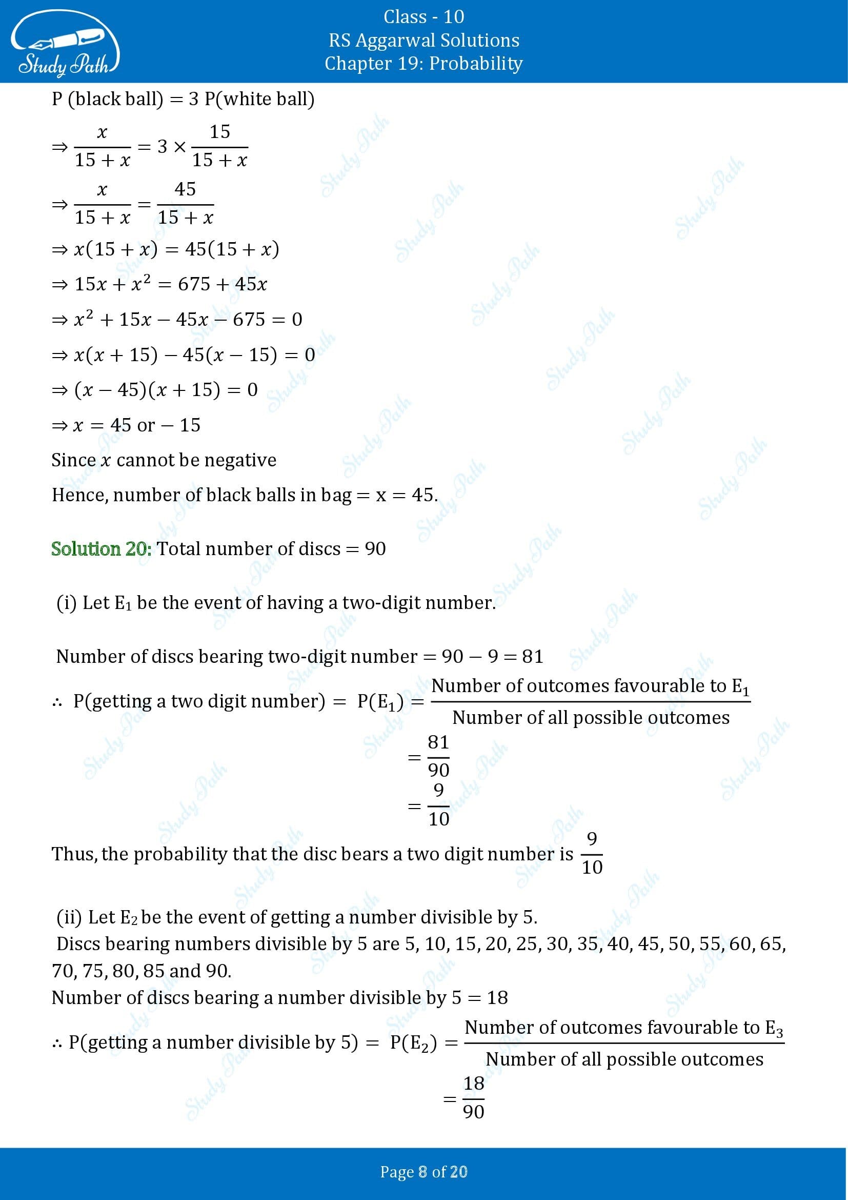 RS Aggarwal Solutions for Class 10 Chapter 19 Probability Exercise 19 00008