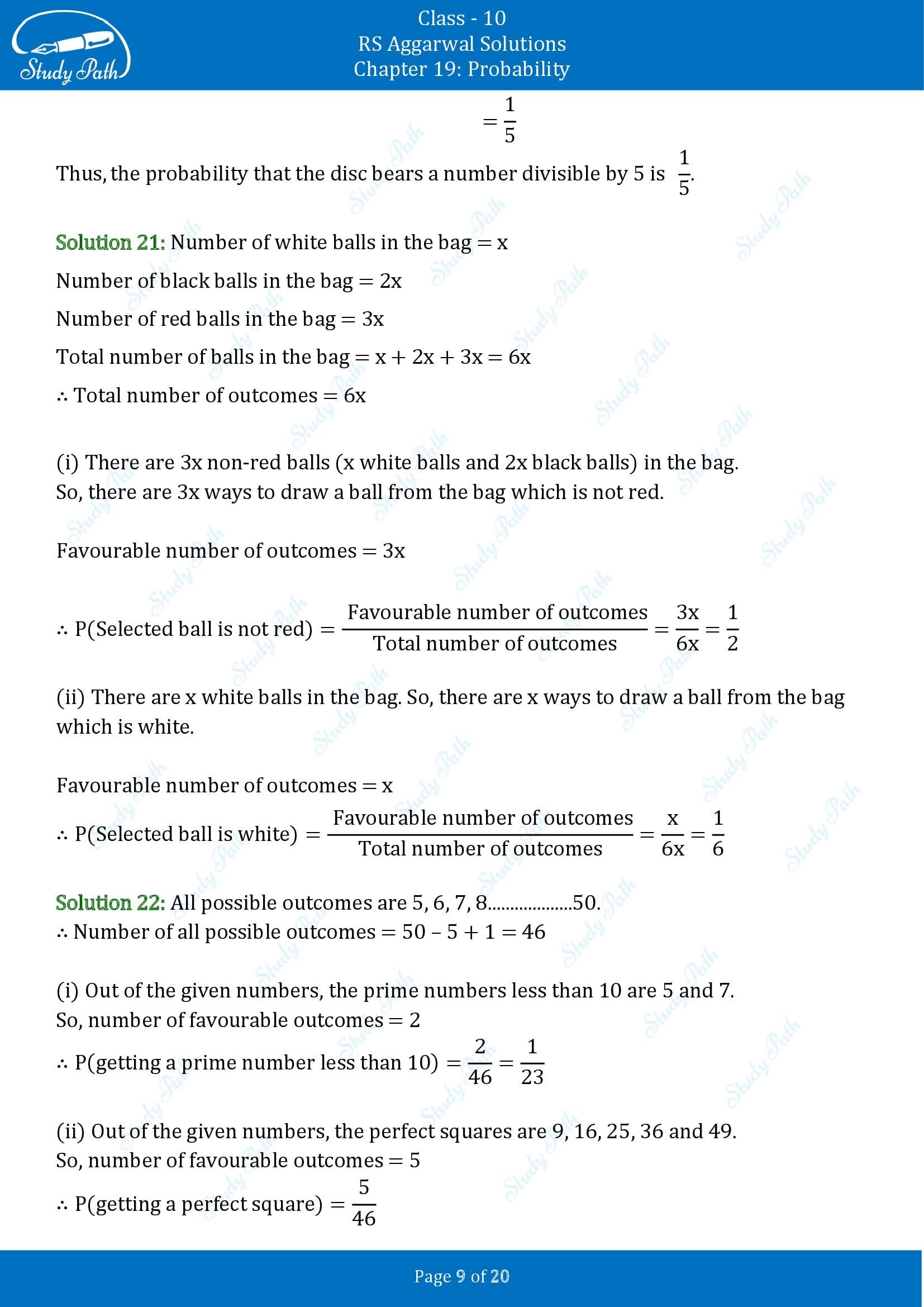 RS Aggarwal Solutions for Class 10 Chapter 19 Probability Exercise 19 00009