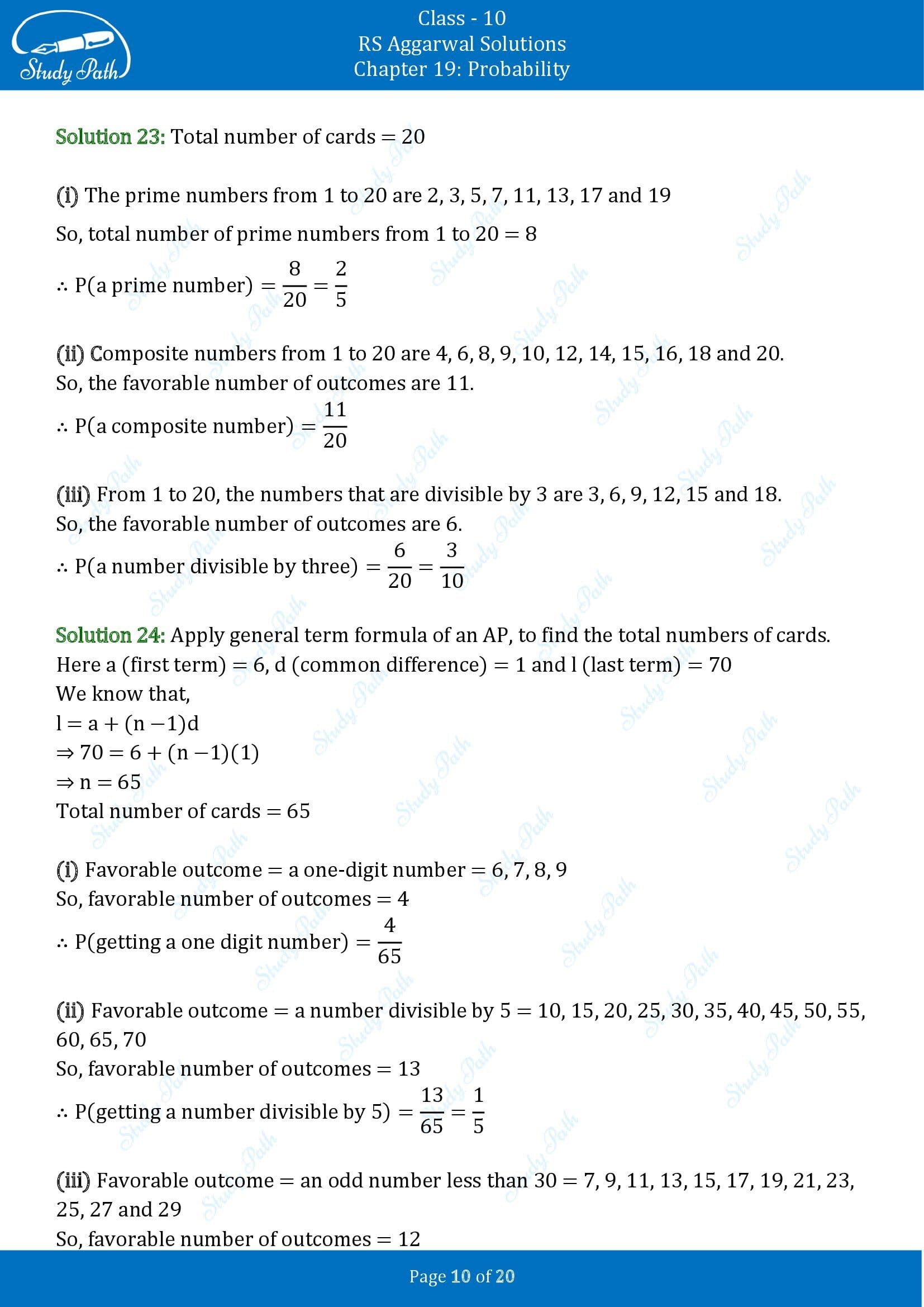 RS Aggarwal Solutions for Class 10 Chapter 19 Probability Exercise 19 00010