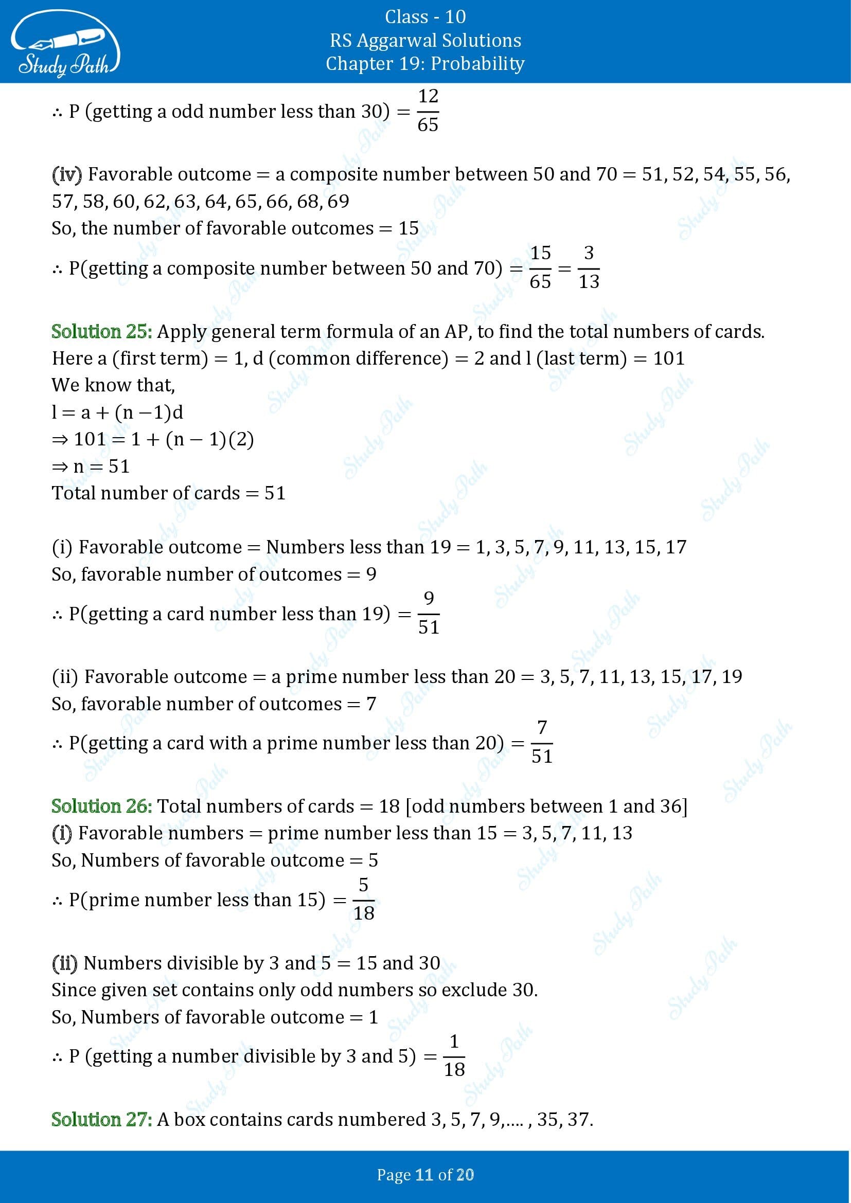 RS Aggarwal Solutions for Class 10 Chapter 19 Probability Exercise 19 00011