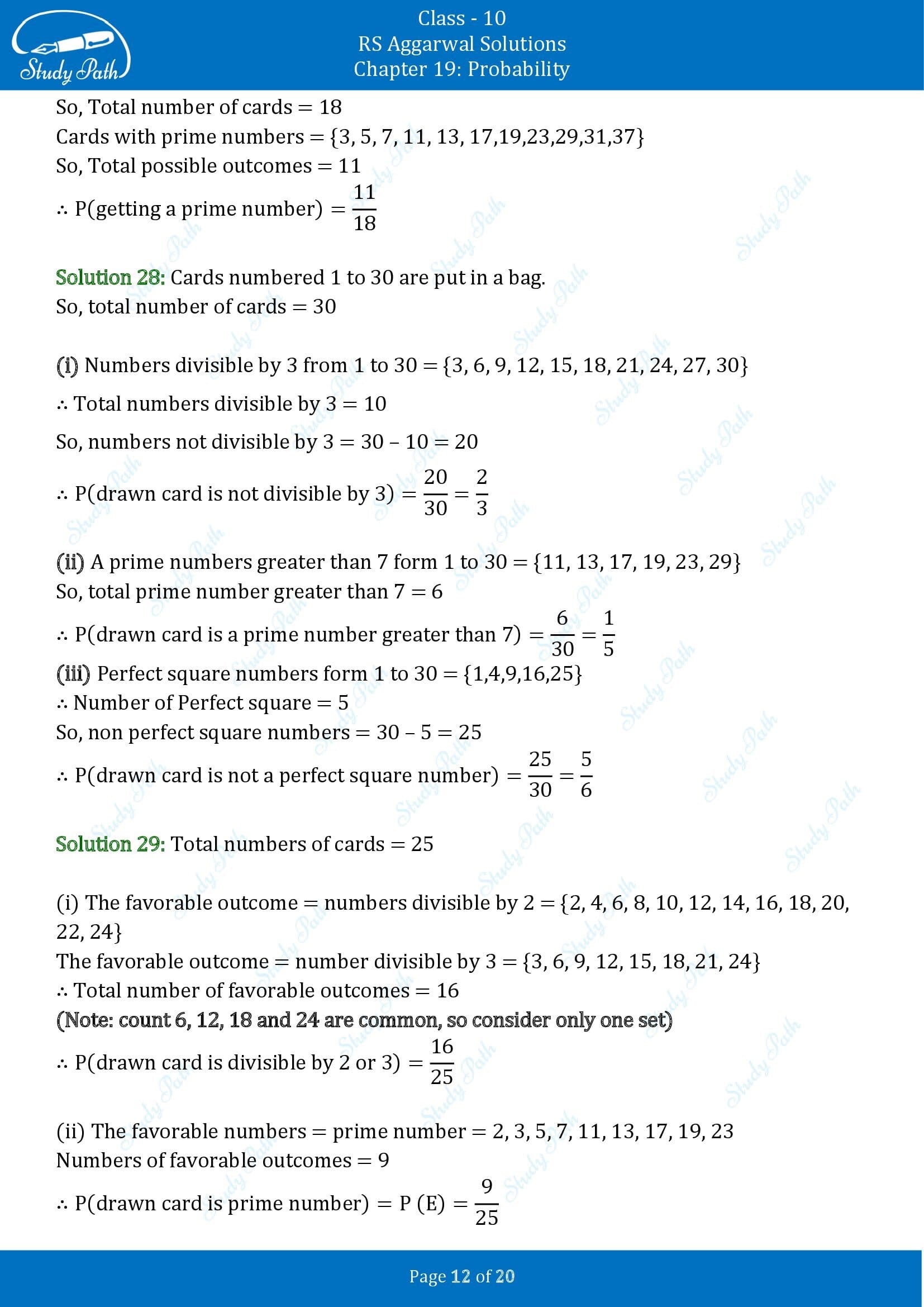 RS Aggarwal Solutions for Class 10 Chapter 19 Probability Exercise 19 00012