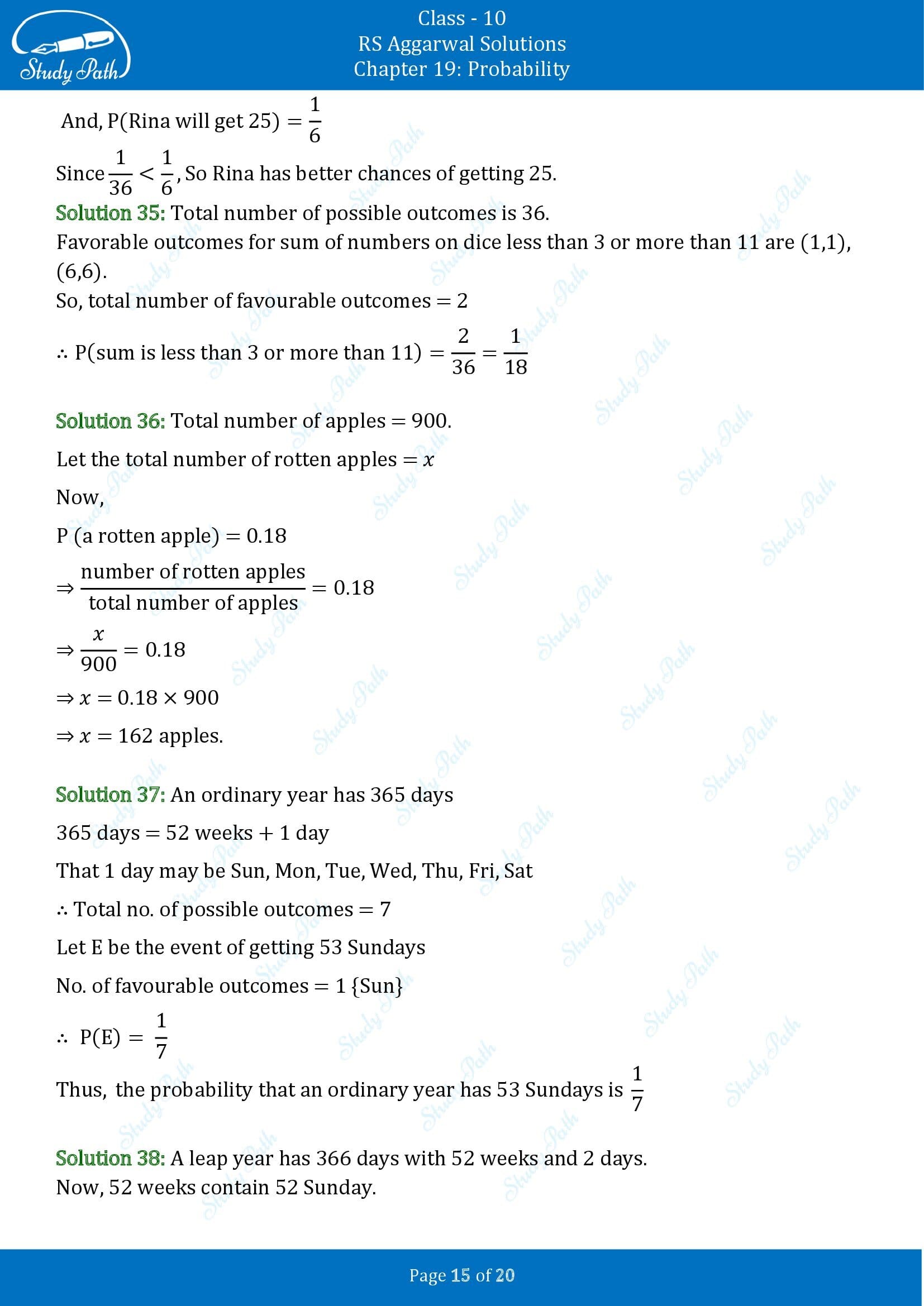 RS Aggarwal Solutions for Class 10 Chapter 19 Probability Exercise 19 00015