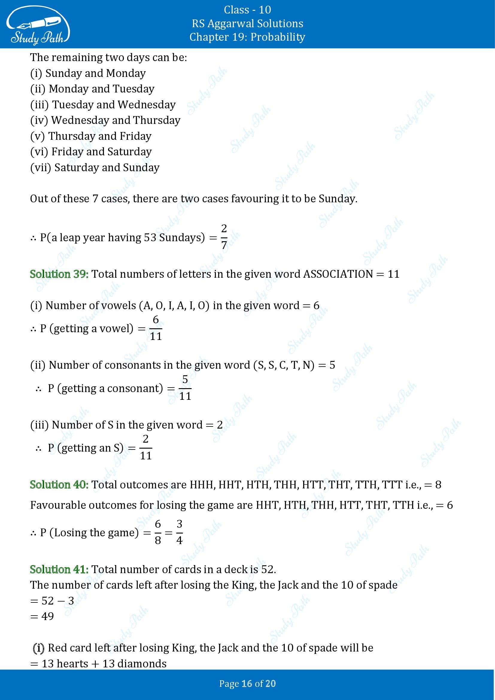 RS Aggarwal Solutions for Class 10 Chapter 19 Probability Exercise 19 00016