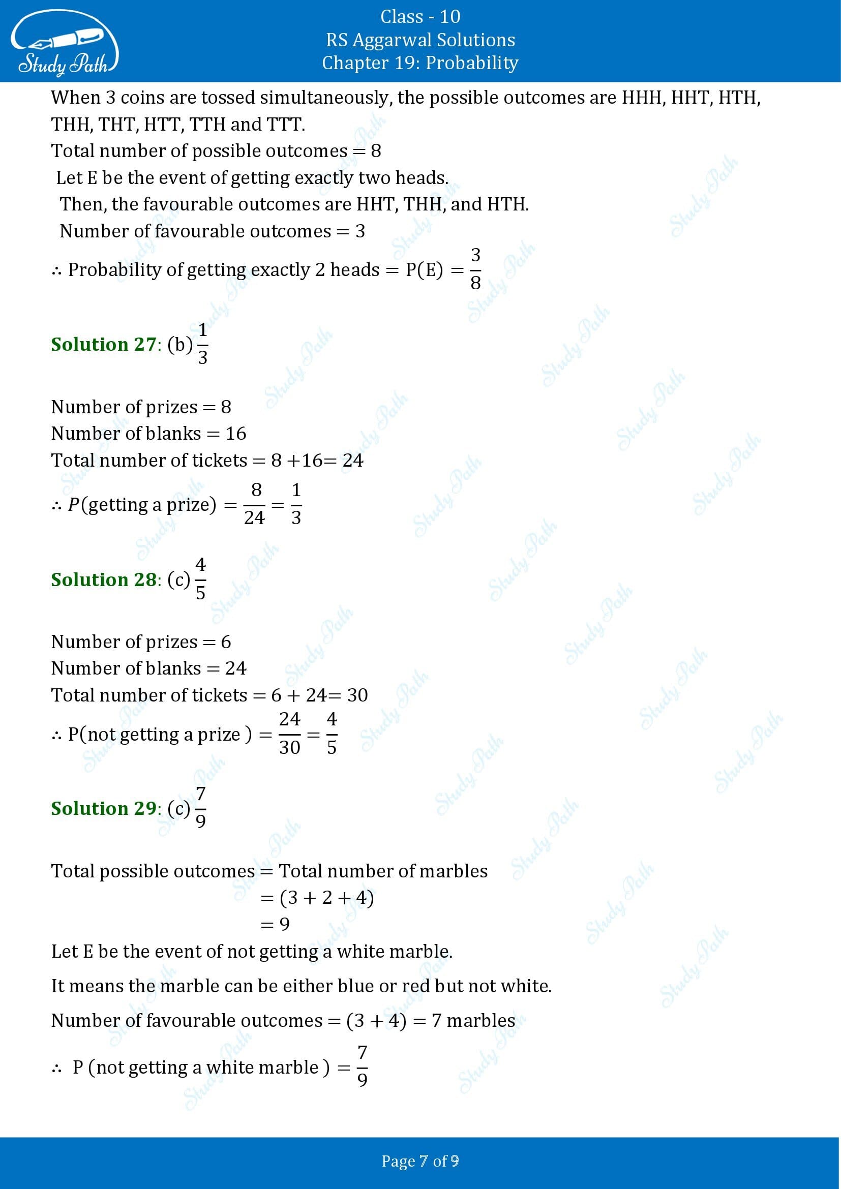 RS Aggarwal Solutions for Class 10 Chapter 19 Probability Multiple Choice Questions 00007