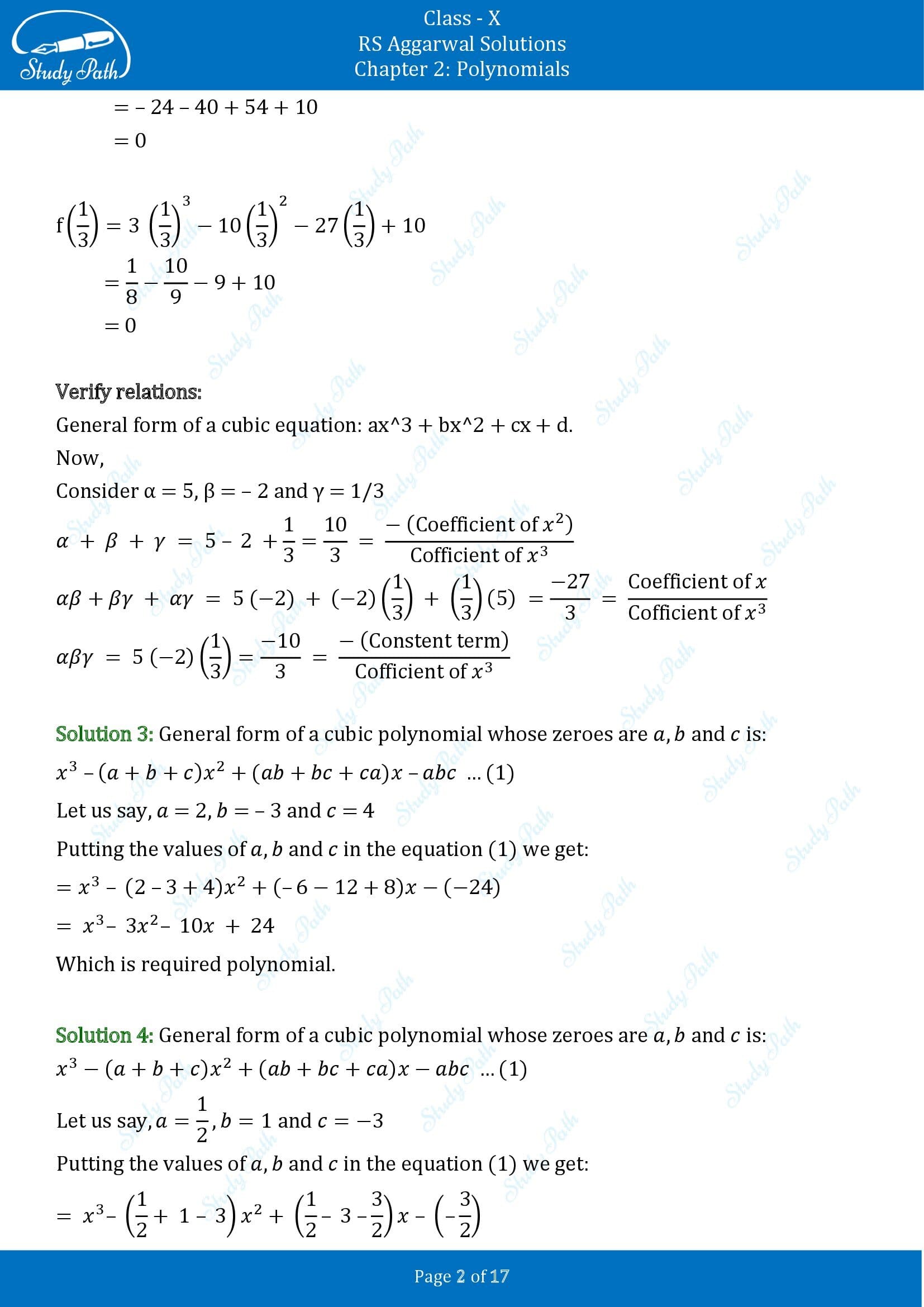 RS Aggarwal Solutions for Class 10 Chapter 2 Polynomials Exercise 2B 00002