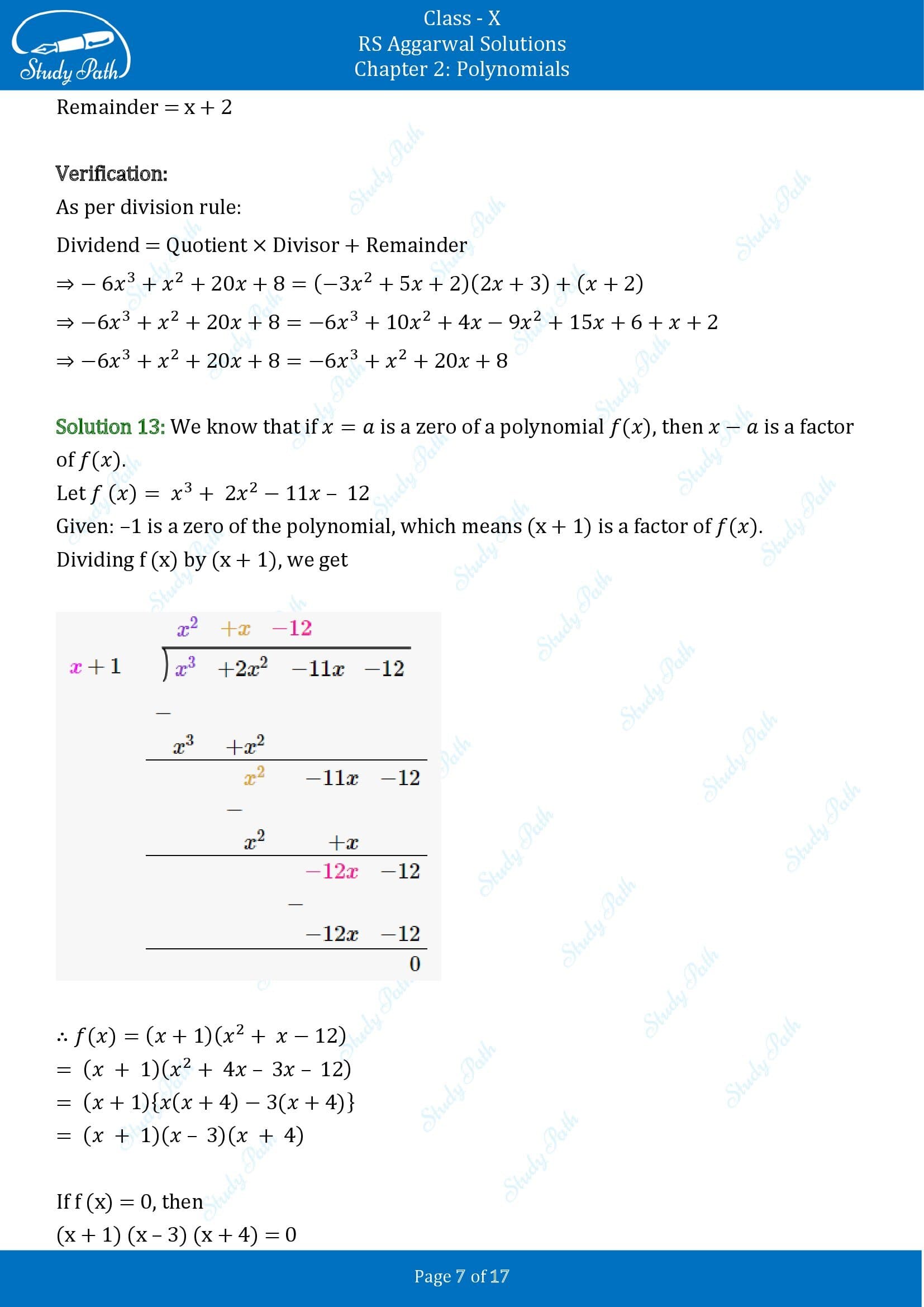 RS Aggarwal Solutions for Class 10 Chapter 2 Polynomials Exercise 2B 00007