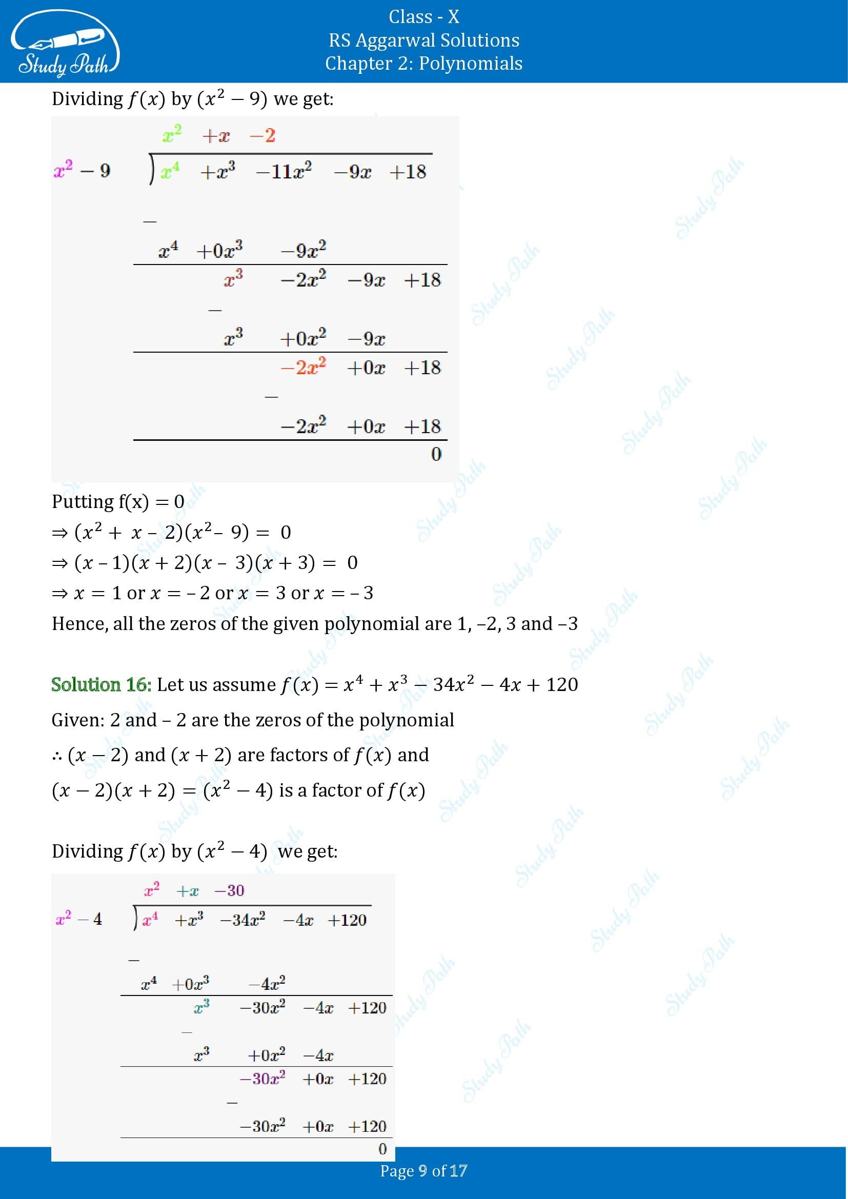 RS Aggarwal Solutions for Class 10 Chapter 2 Polynomials Exercise 2B 00009