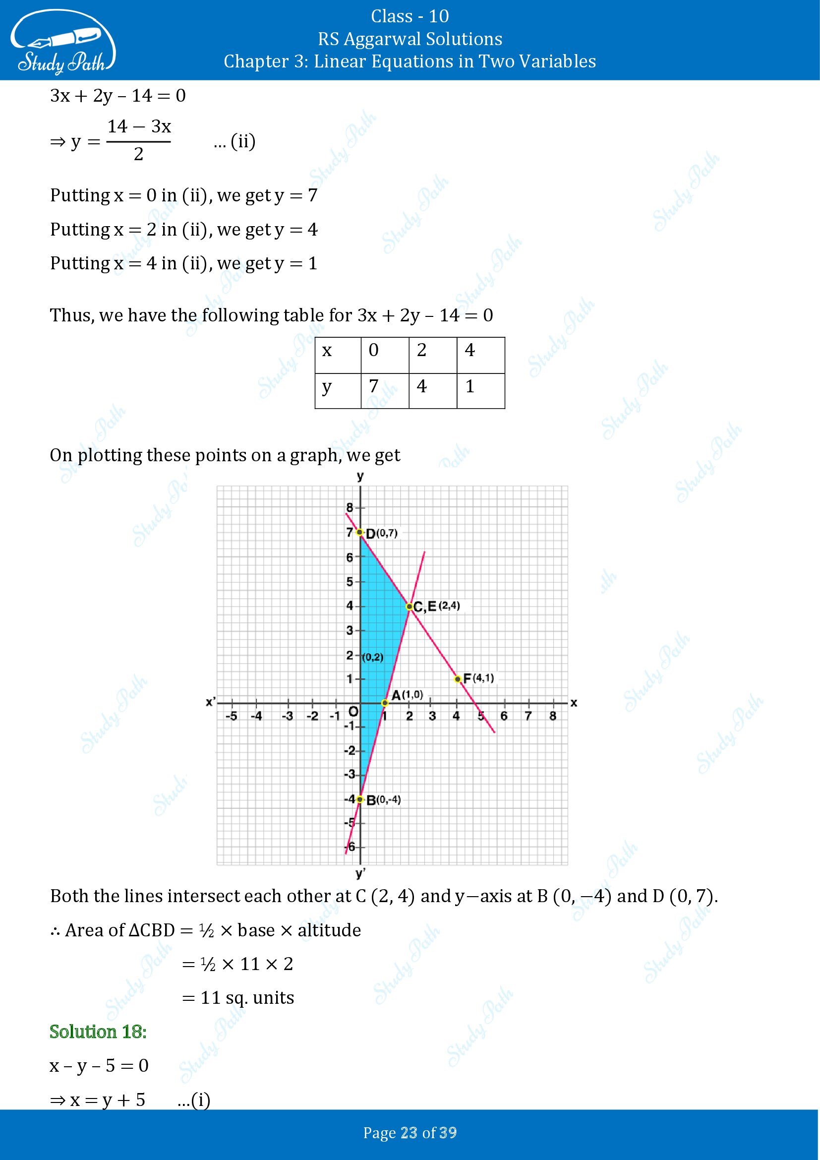 RS Aggarwal Solutions for Class 10 Chapter 3 Linear Equations in Two Variables Exercise 3A 00023