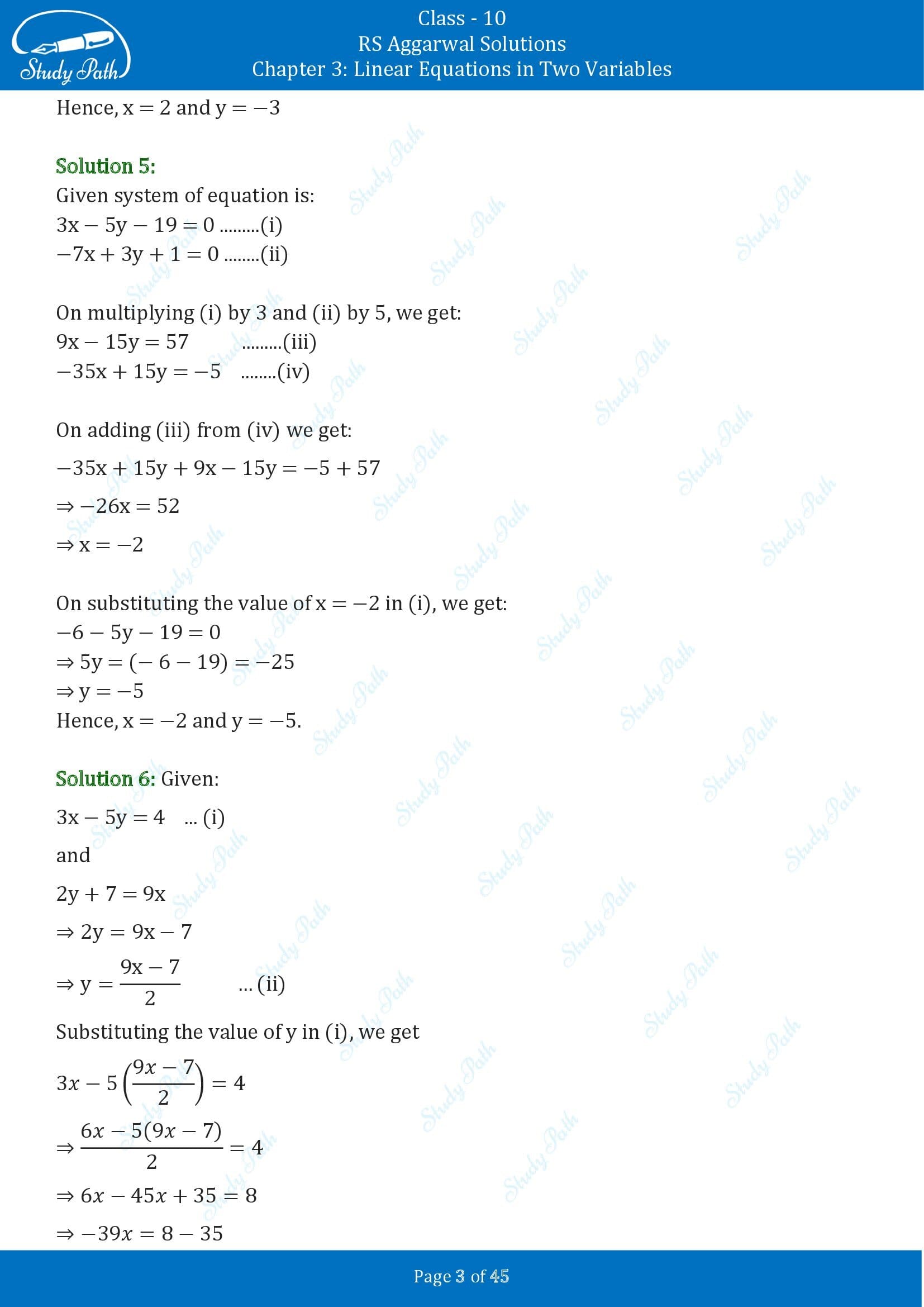 RS Aggarwal Solutions for Class 10 Chapter 3 Linear Equations in Two Variables Exercise 3B 00003