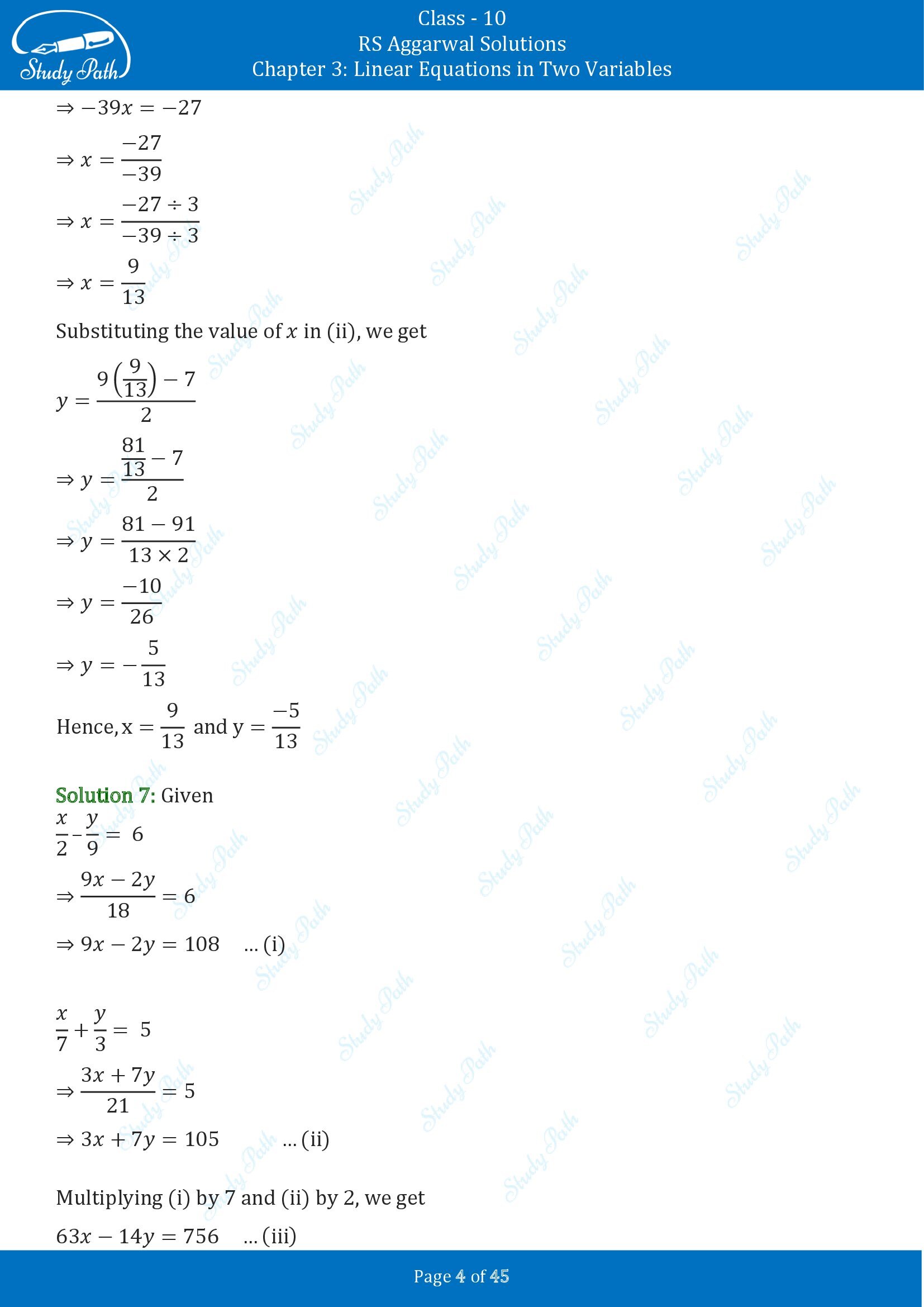 RS Aggarwal Solutions for Class 10 Chapter 3 Linear Equations in Two Variables Exercise 3B 00004