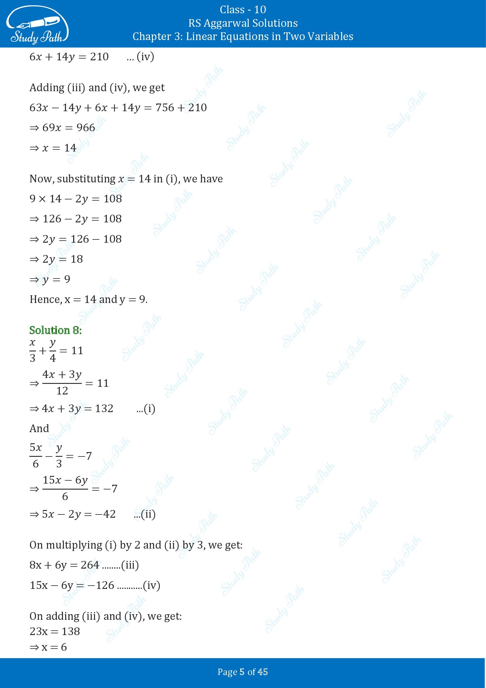 RS Aggarwal Solutions for Class 10 Chapter 3 Linear Equations in Two Variables Exercise 3B 00005