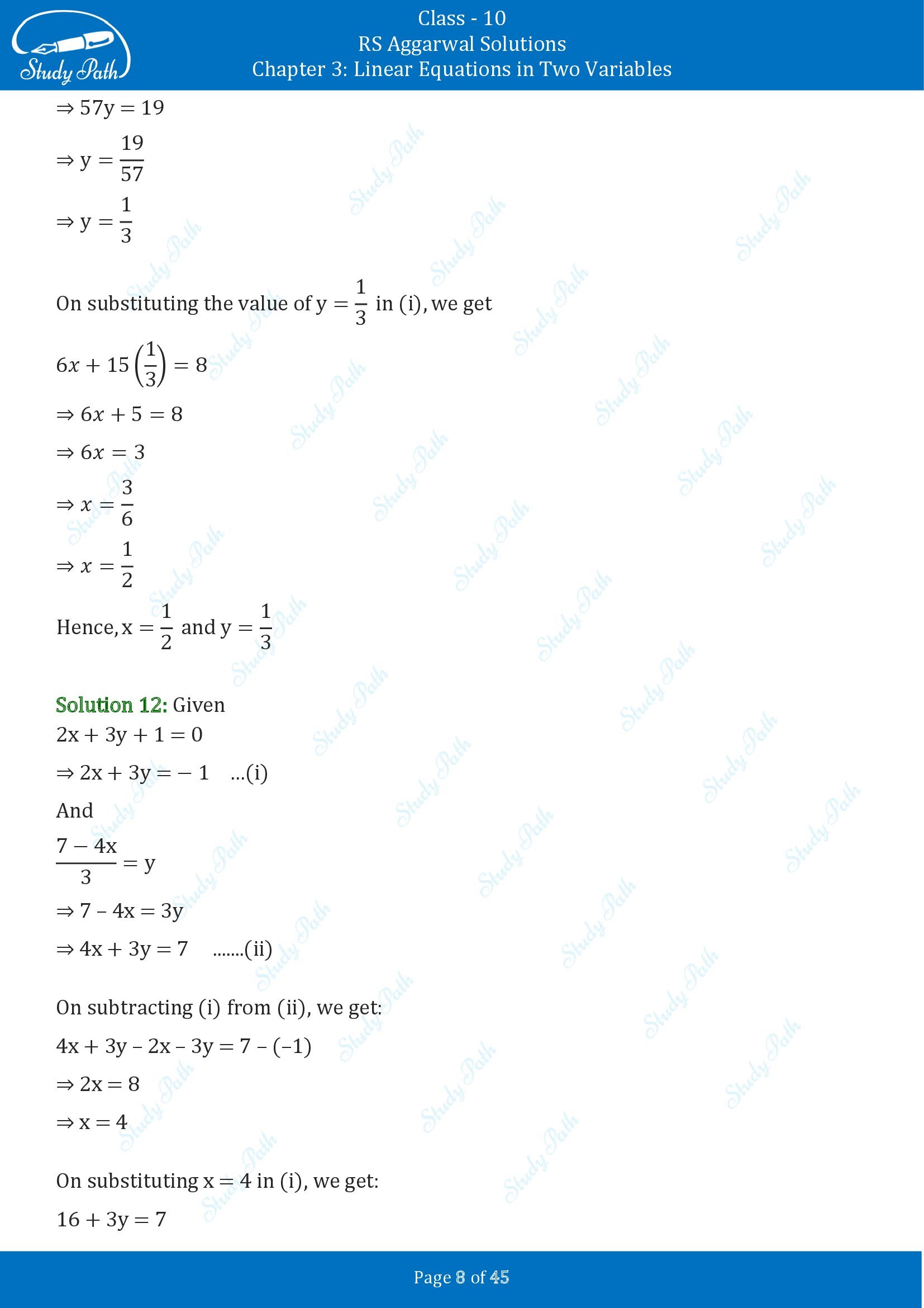 RS Aggarwal Solutions for Class 10 Chapter 3 Linear Equations in Two Variables Exercise 3B 00008