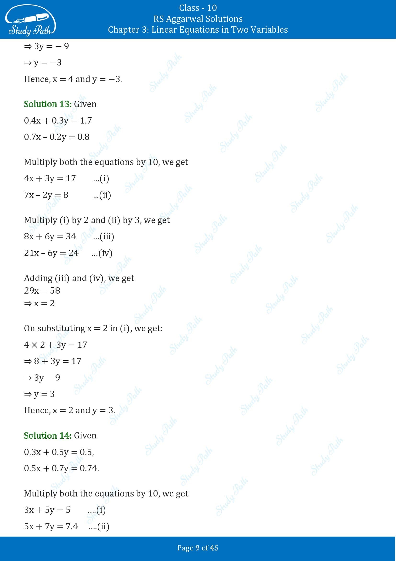 RS Aggarwal Solutions for Class 10 Chapter 3 Linear Equations in Two Variables Exercise 3B 00009