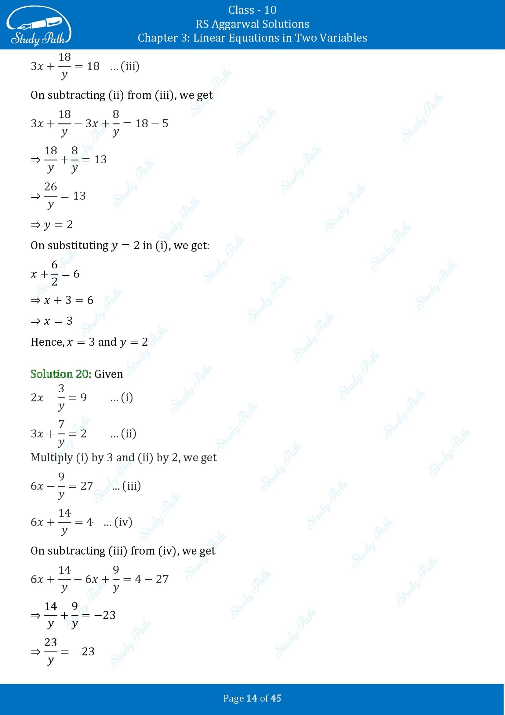 RS Aggarwal Solutions for Class 10 Chapter 3 Linear Equations in Two Variables Exercise 3B 00014