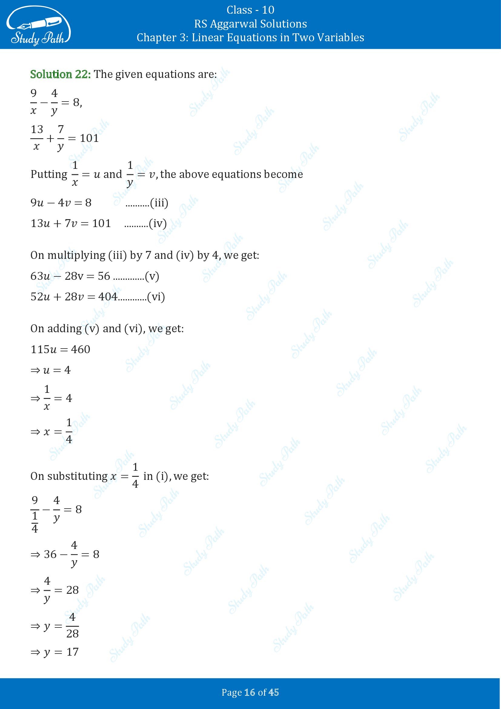 RS Aggarwal Solutions for Class 10 Chapter 3 Linear Equations in Two Variables Exercise 3B 00016