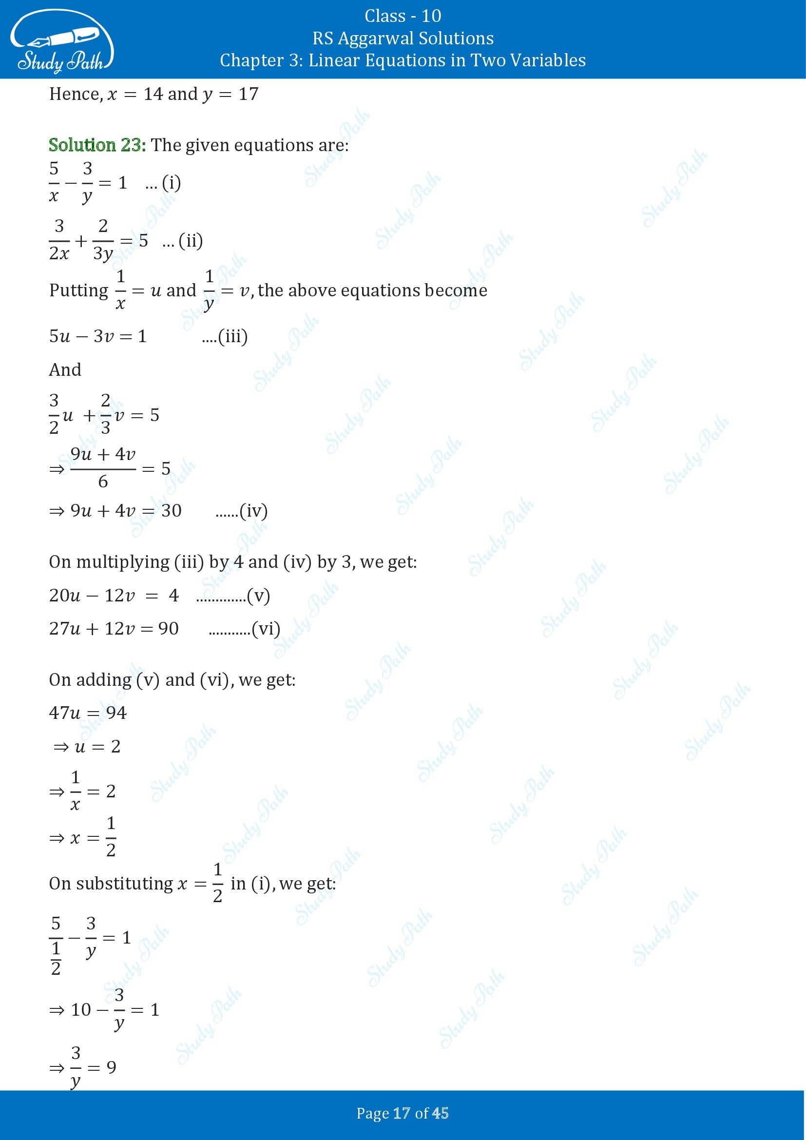 RS Aggarwal Solutions for Class 10 Chapter 3 Linear Equations in Two Variables Exercise 3B 00017