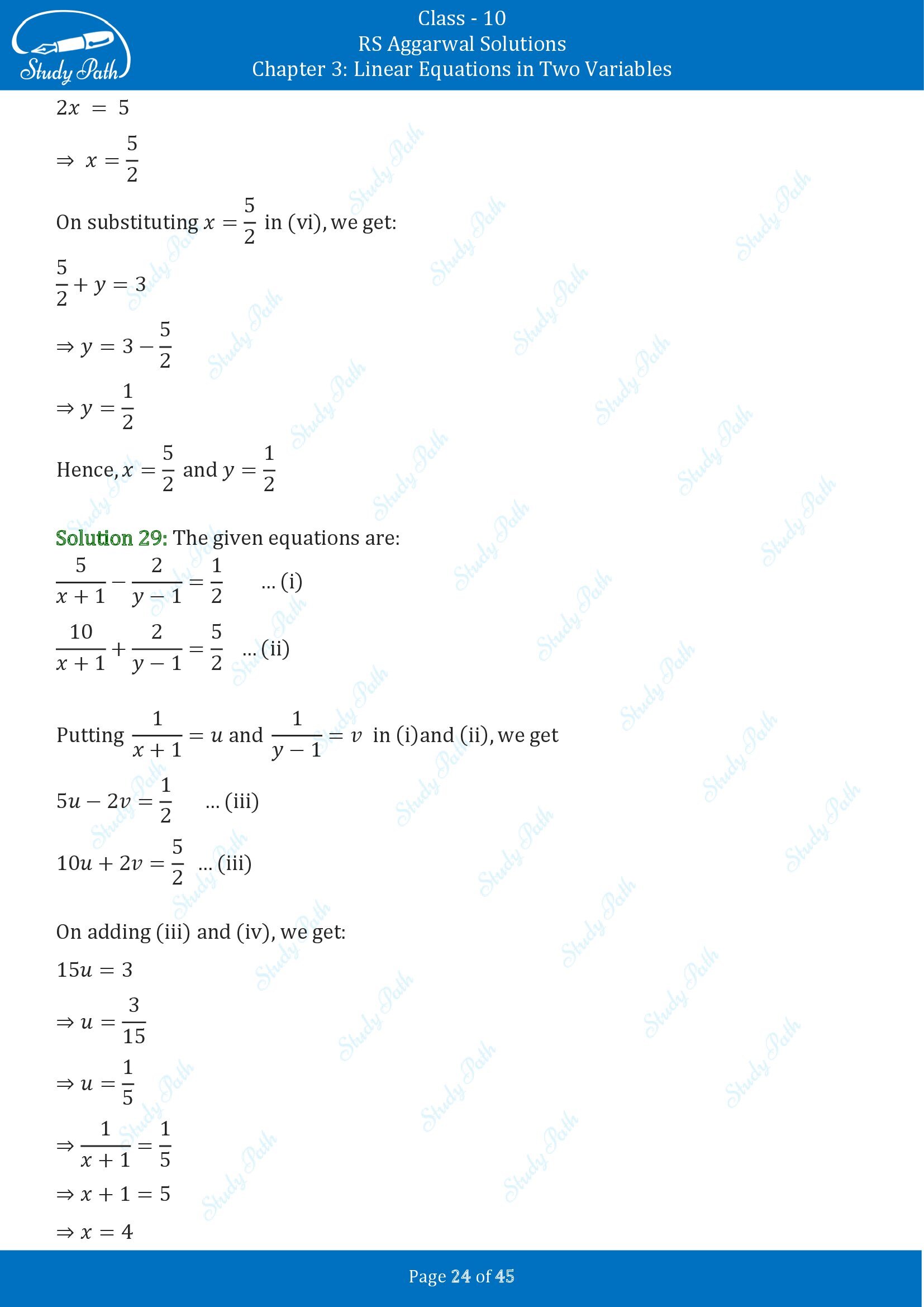 RS Aggarwal Solutions for Class 10 Chapter 3 Linear Equations in Two Variables Exercise 3B 00024