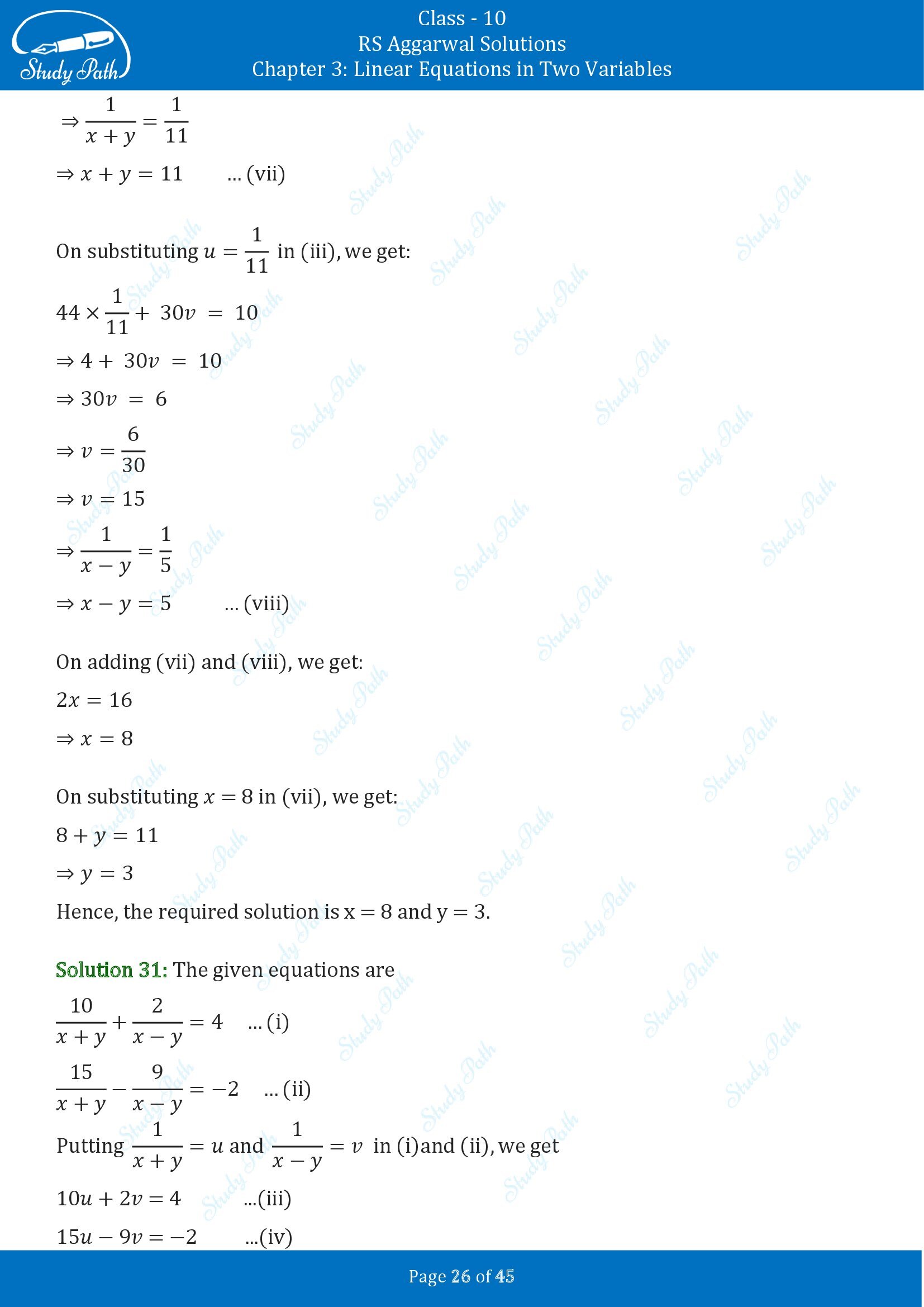 RS Aggarwal Solutions for Class 10 Chapter 3 Linear Equations in Two Variables Exercise 3B 00026