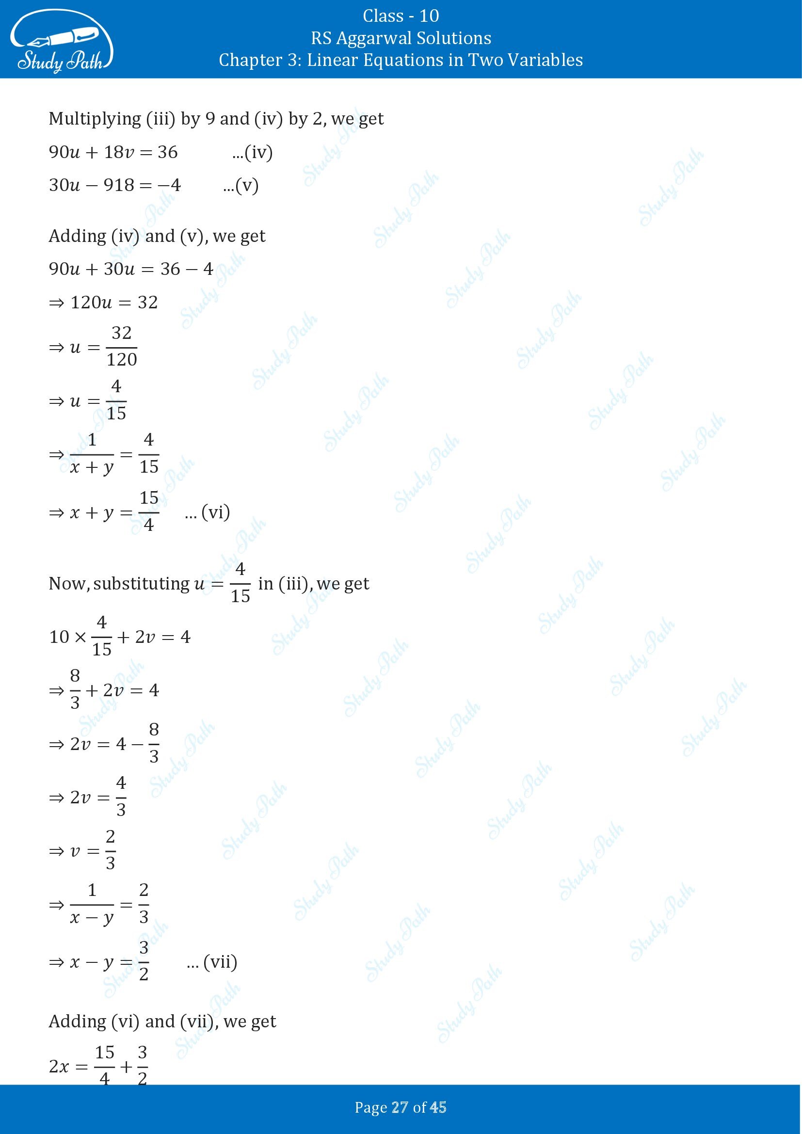 RS Aggarwal Solutions for Class 10 Chapter 3 Linear Equations in Two Variables Exercise 3B 00027