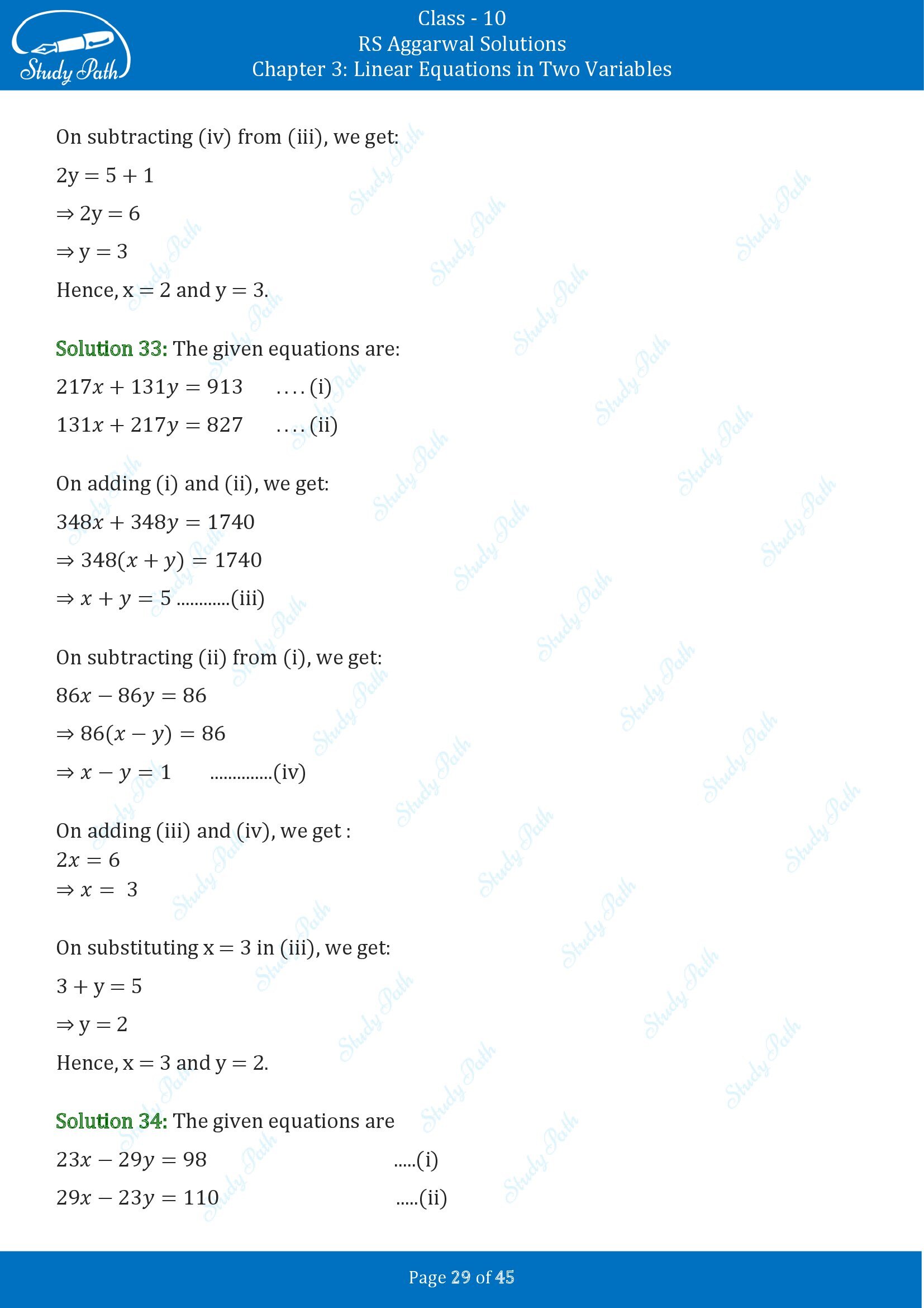 RS Aggarwal Solutions for Class 10 Chapter 3 Linear Equations in Two Variables Exercise 3B 00029