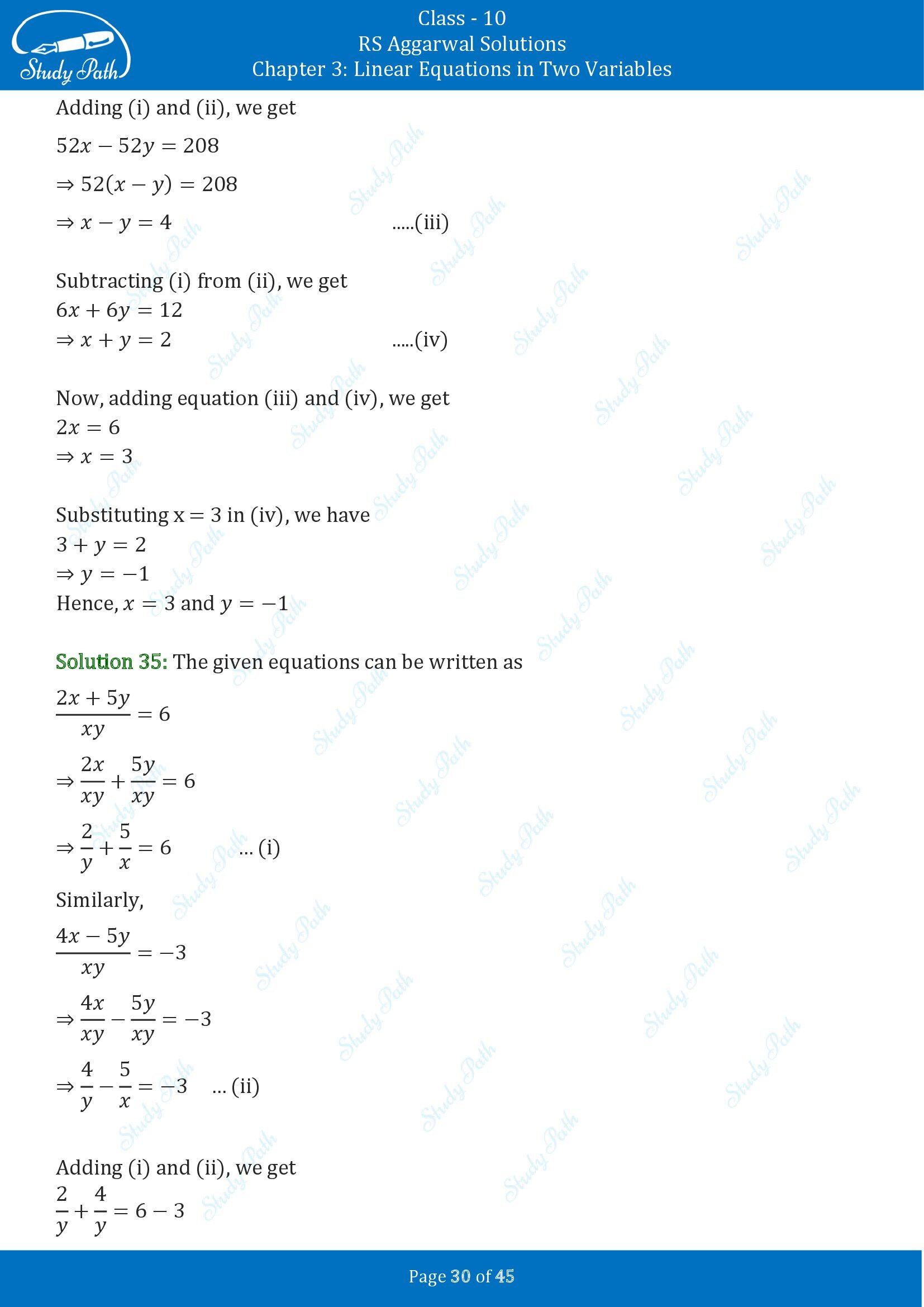 RS Aggarwal Solutions for Class 10 Chapter 3 Linear Equations in Two Variables Exercise 3B 00030