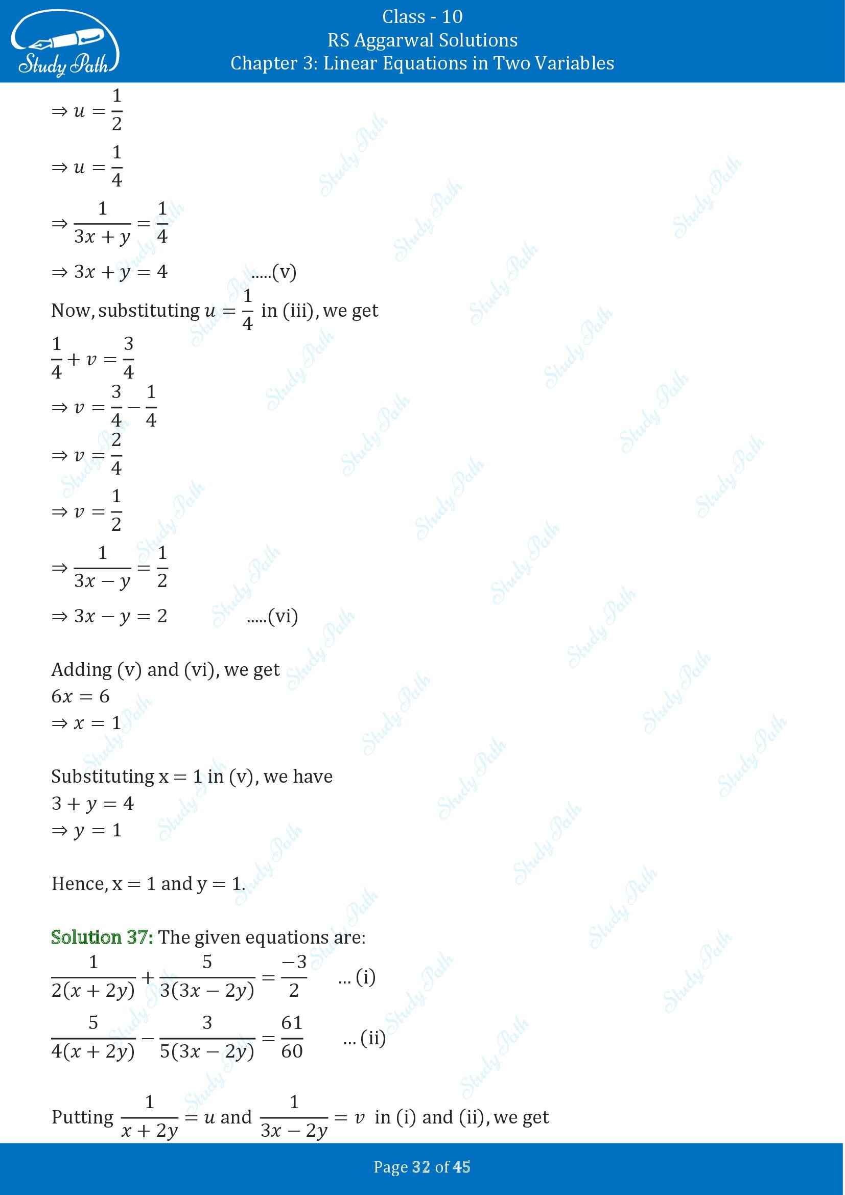 RS Aggarwal Solutions for Class 10 Chapter 3 Linear Equations in Two Variables Exercise 3B 00032