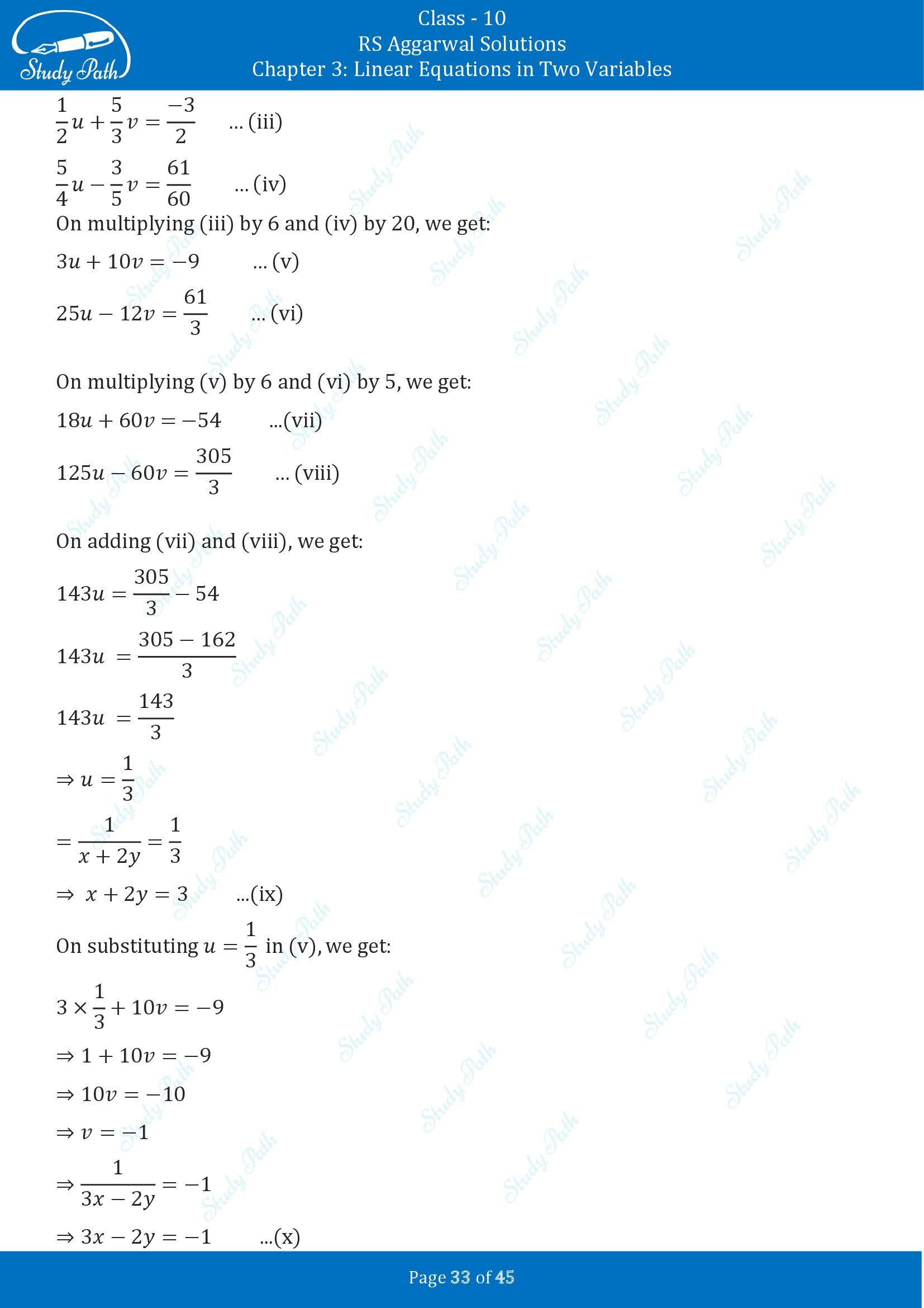 RS Aggarwal Solutions for Class 10 Chapter 3 Linear Equations in Two Variables Exercise 3B 00033