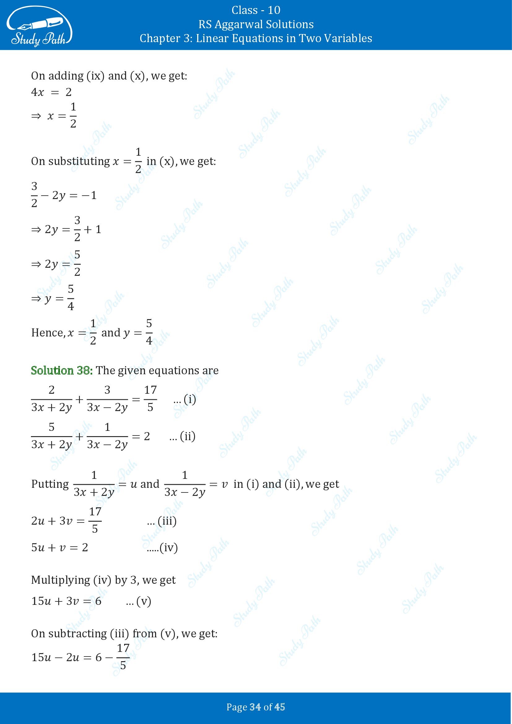 RS Aggarwal Solutions for Class 10 Chapter 3 Linear Equations in Two Variables Exercise 3B 00034