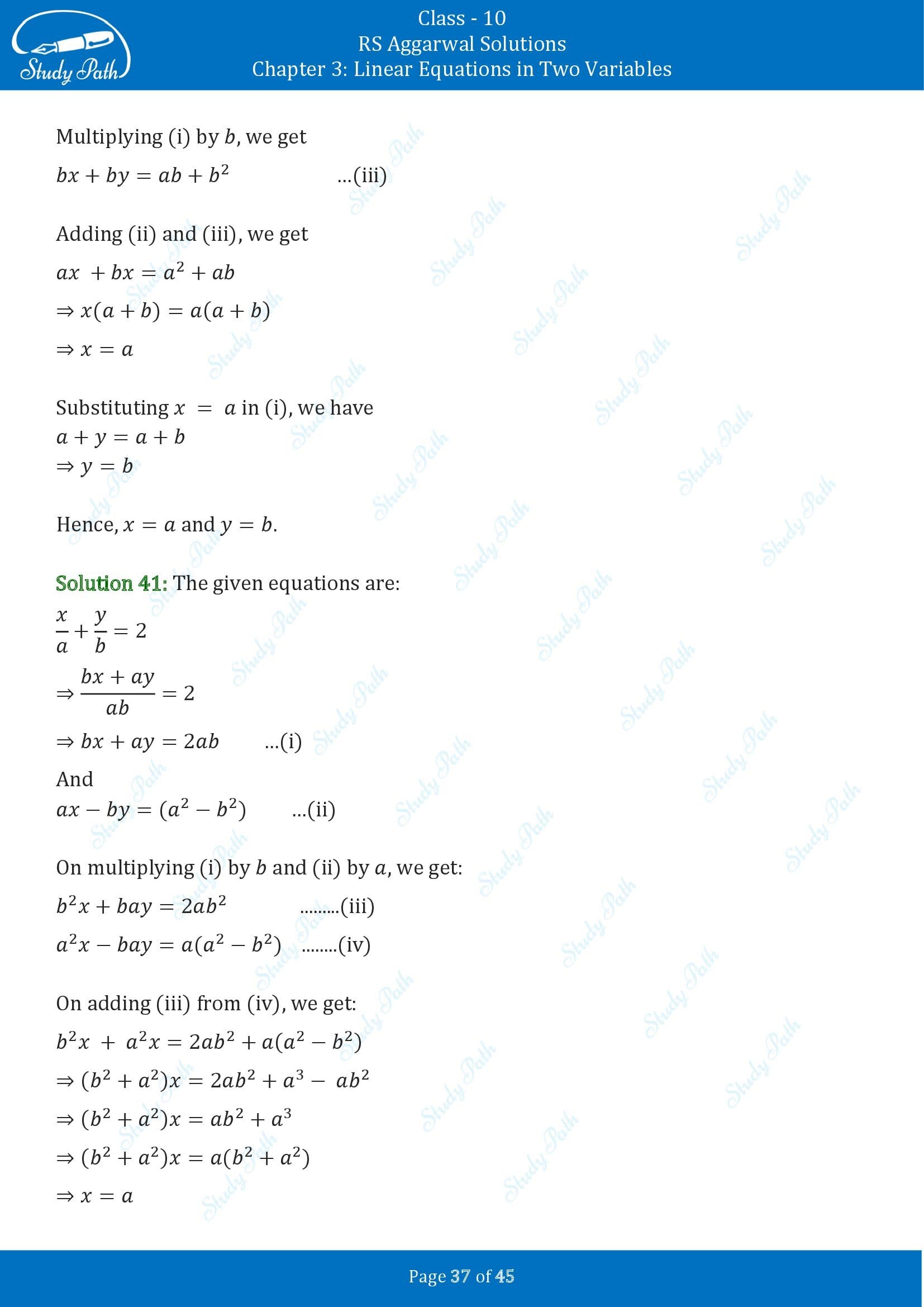 RS Aggarwal Solutions for Class 10 Chapter 3 Linear Equations in Two Variables Exercise 3B 00037