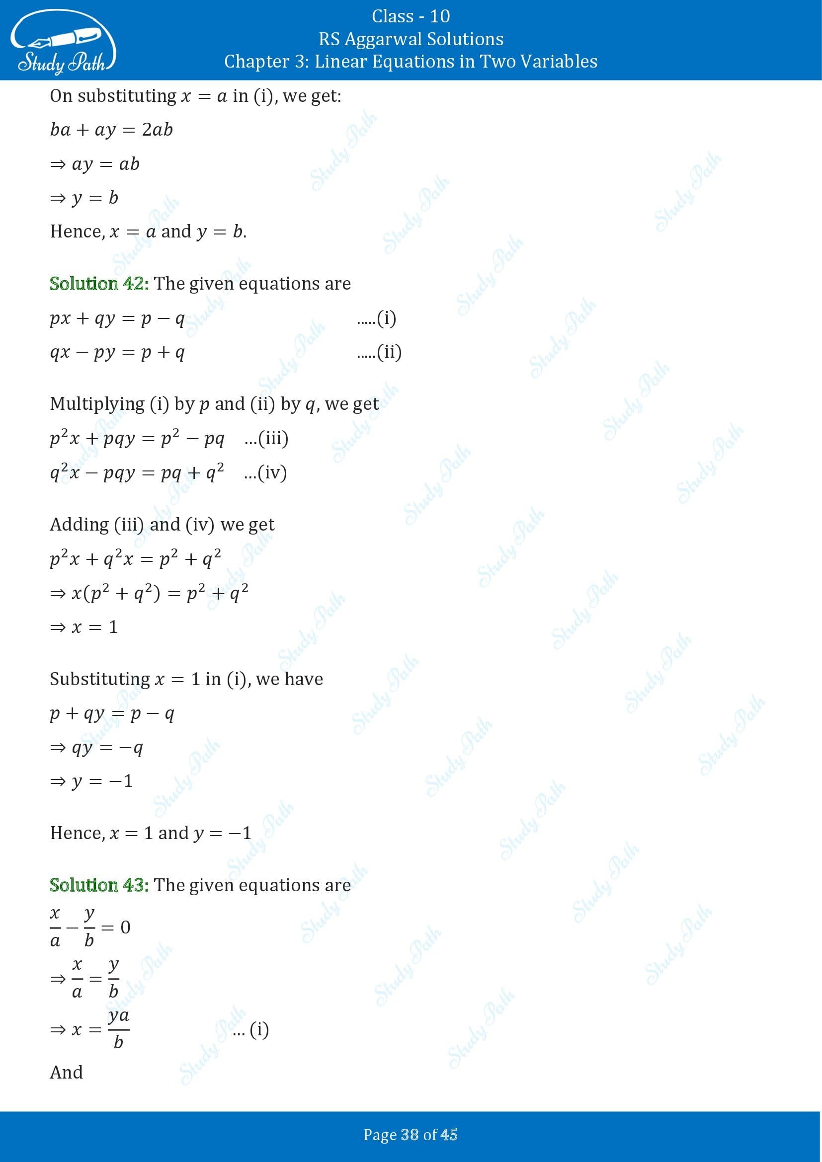 RS Aggarwal Solutions for Class 10 Chapter 3 Linear Equations in Two Variables Exercise 3B 00038