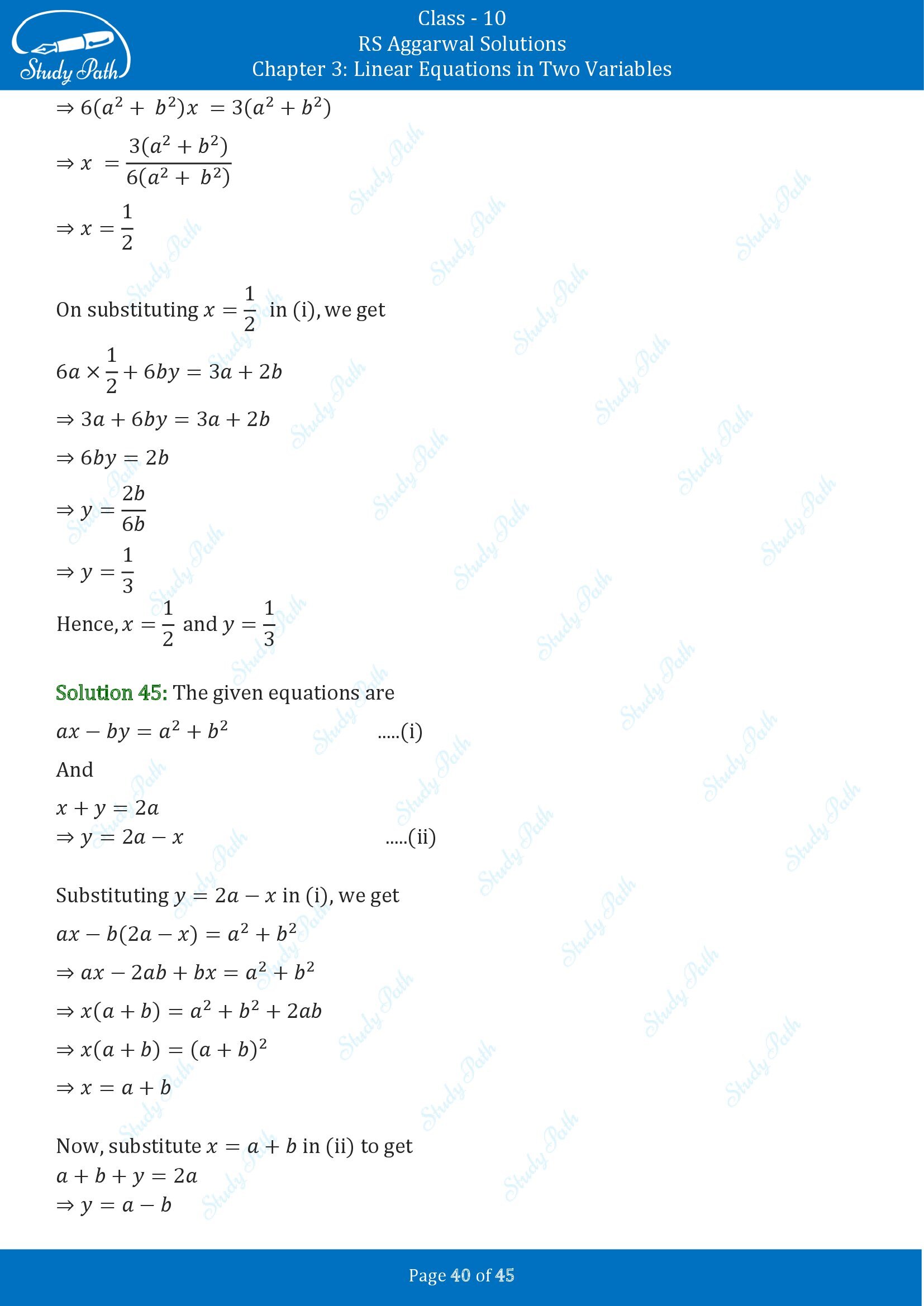 RS Aggarwal Solutions for Class 10 Chapter 3 Linear Equations in Two Variables Exercise 3B 00040