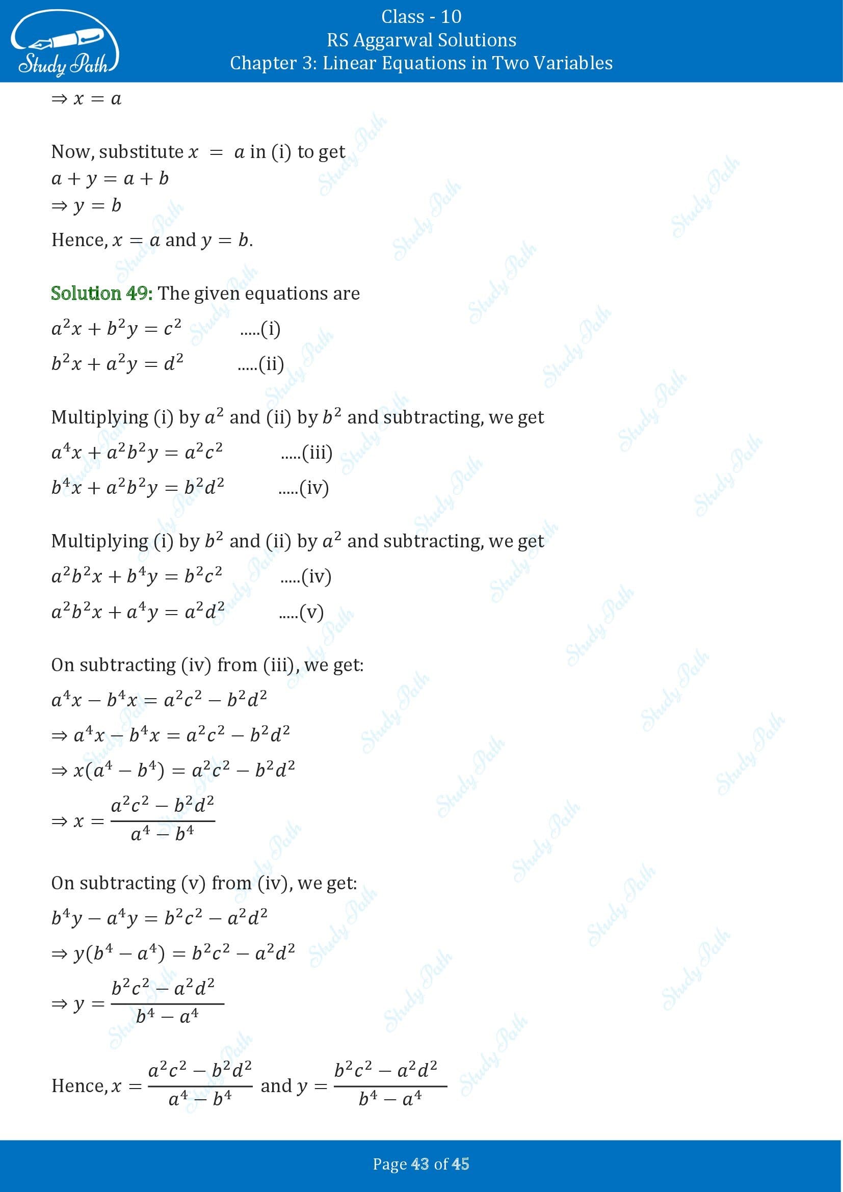 RS Aggarwal Solutions for Class 10 Chapter 3 Linear Equations in Two Variables Exercise 3B 00043