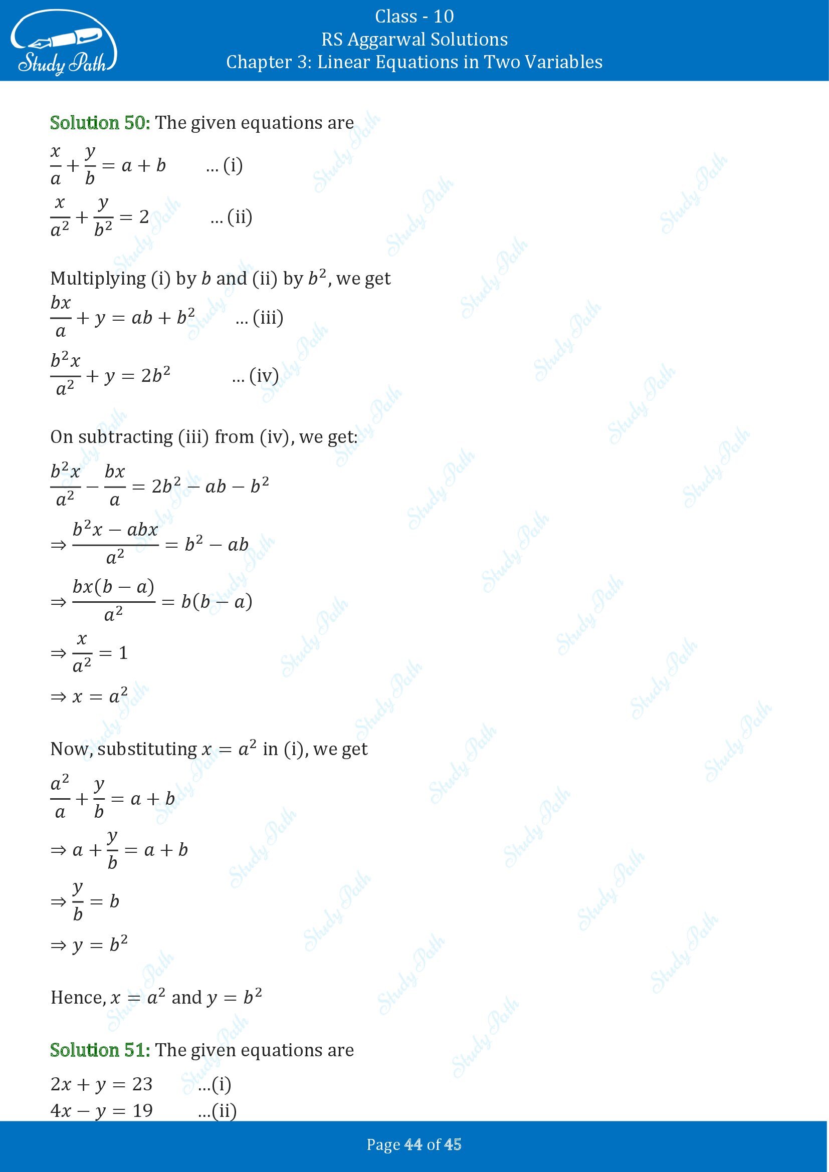 RS Aggarwal Solutions for Class 10 Chapter 3 Linear Equations in Two Variables Exercise 3B 00044