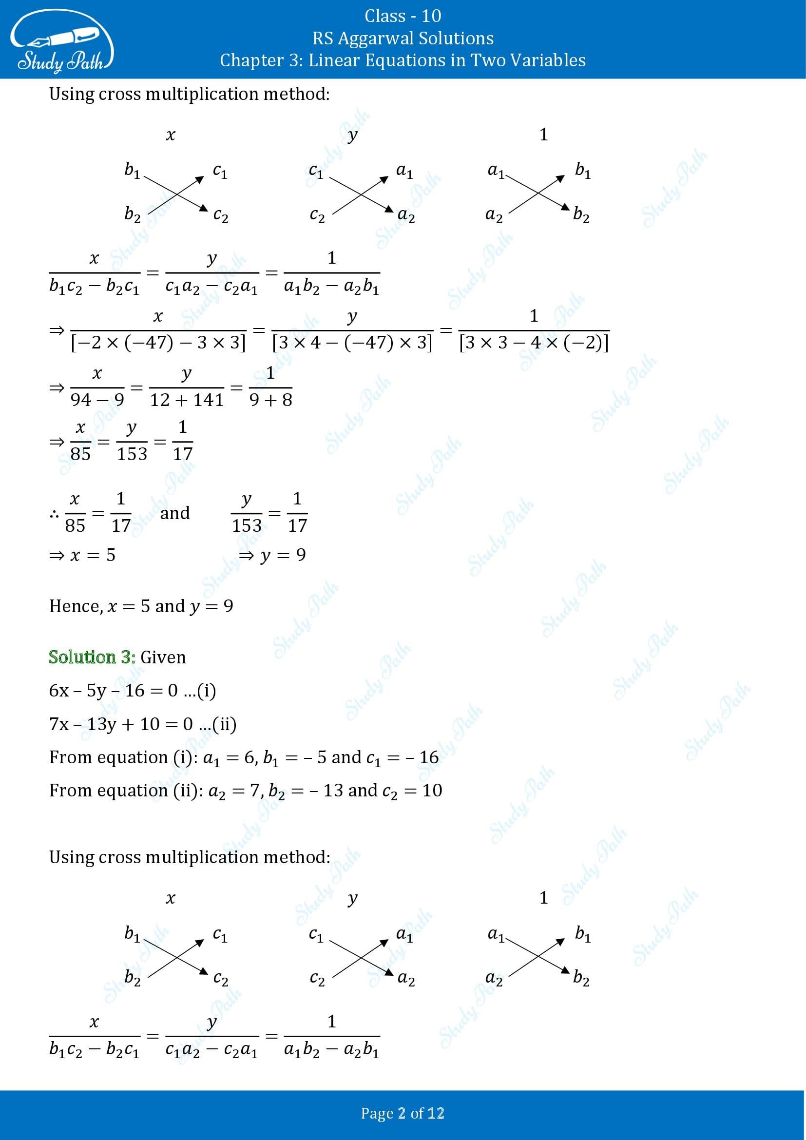 RS Aggarwal Solutions for Class 10 Chapter 3 Linear Equations in Two Variables Exercise 3C 00002